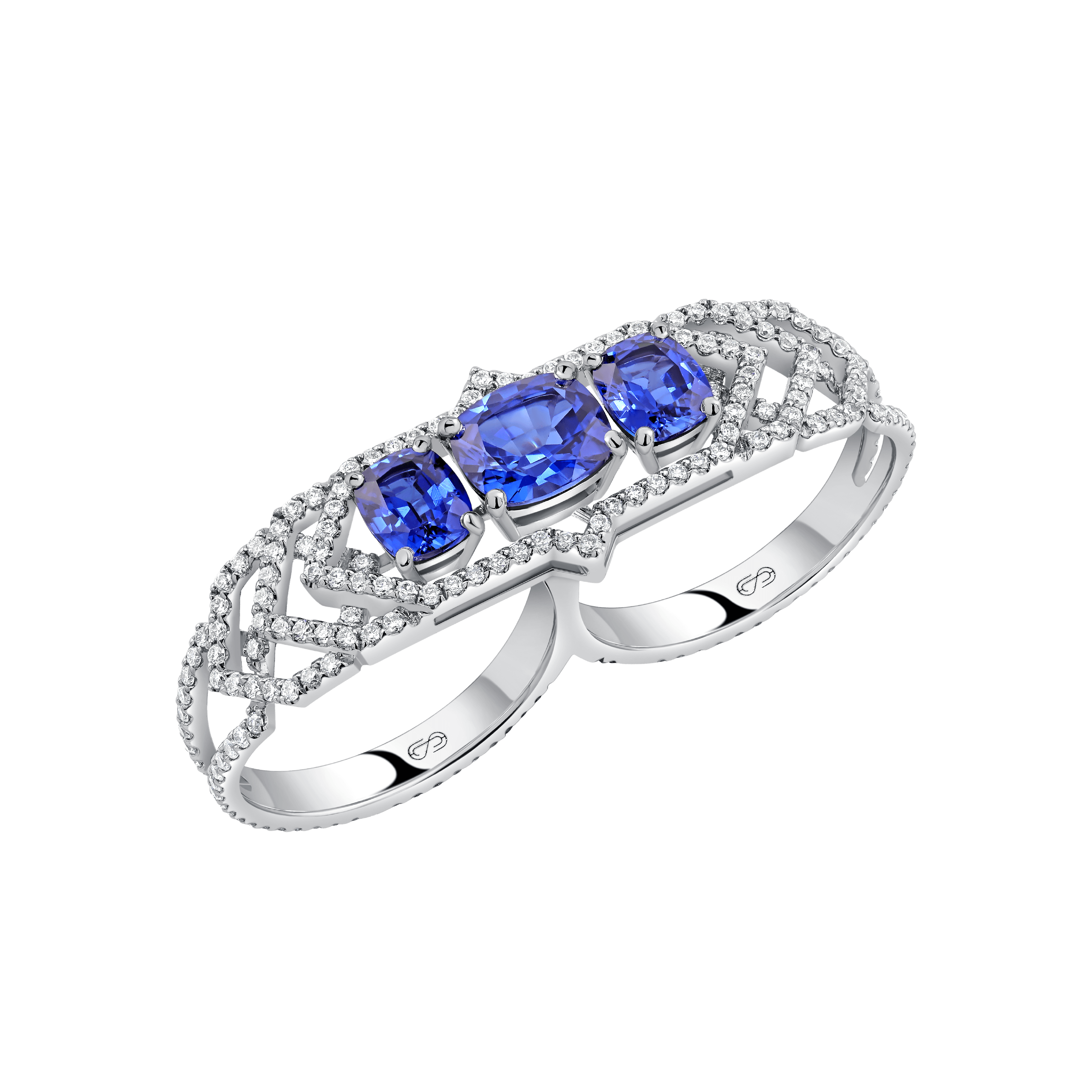 "BLUE CONSTELLATION" SAPPHIRE DOUBLE RING
3.626 CTW 18k White Gold 