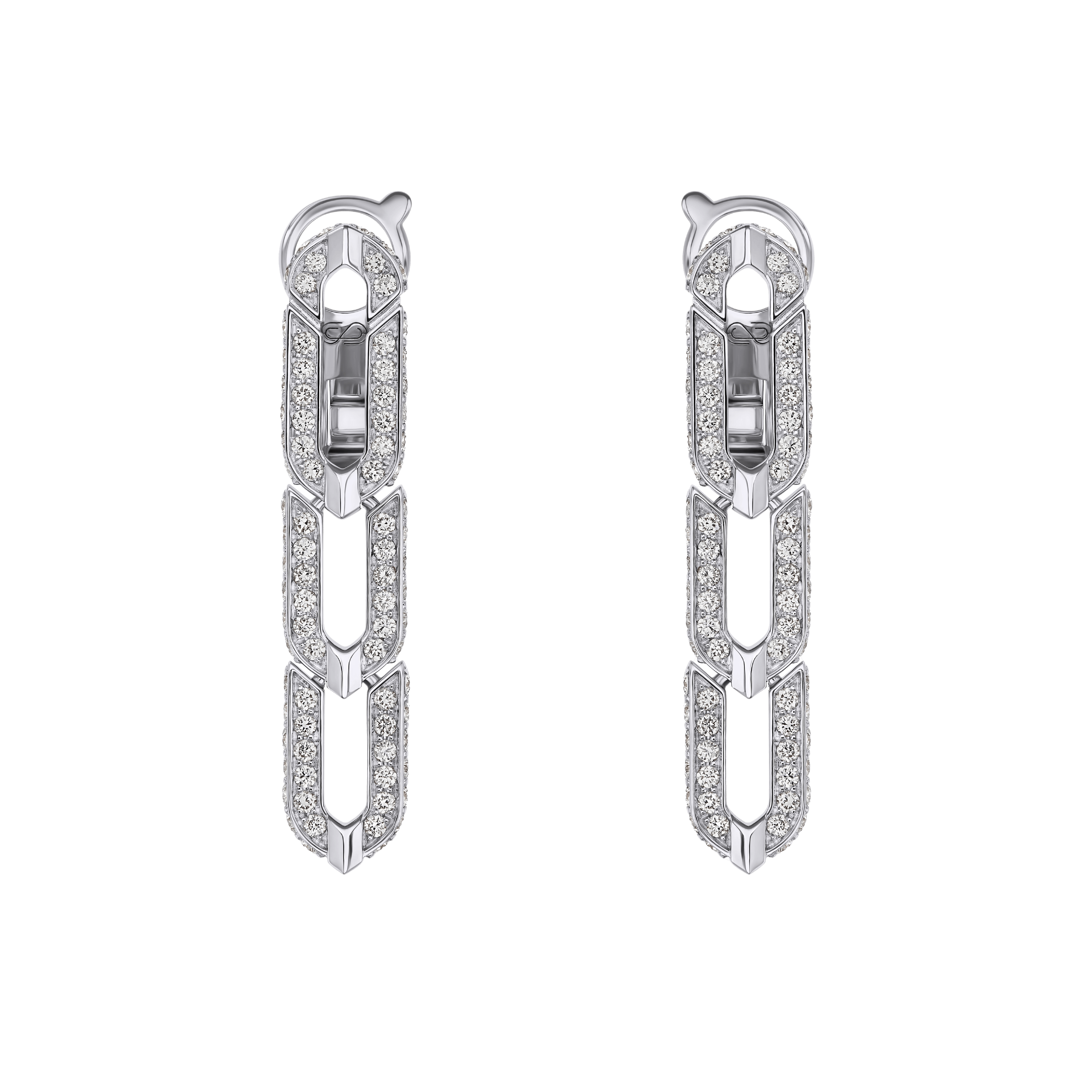 "ARMOR" DIAMOND EARRINGS LONG
 1.34 CTW  18K White Gold 