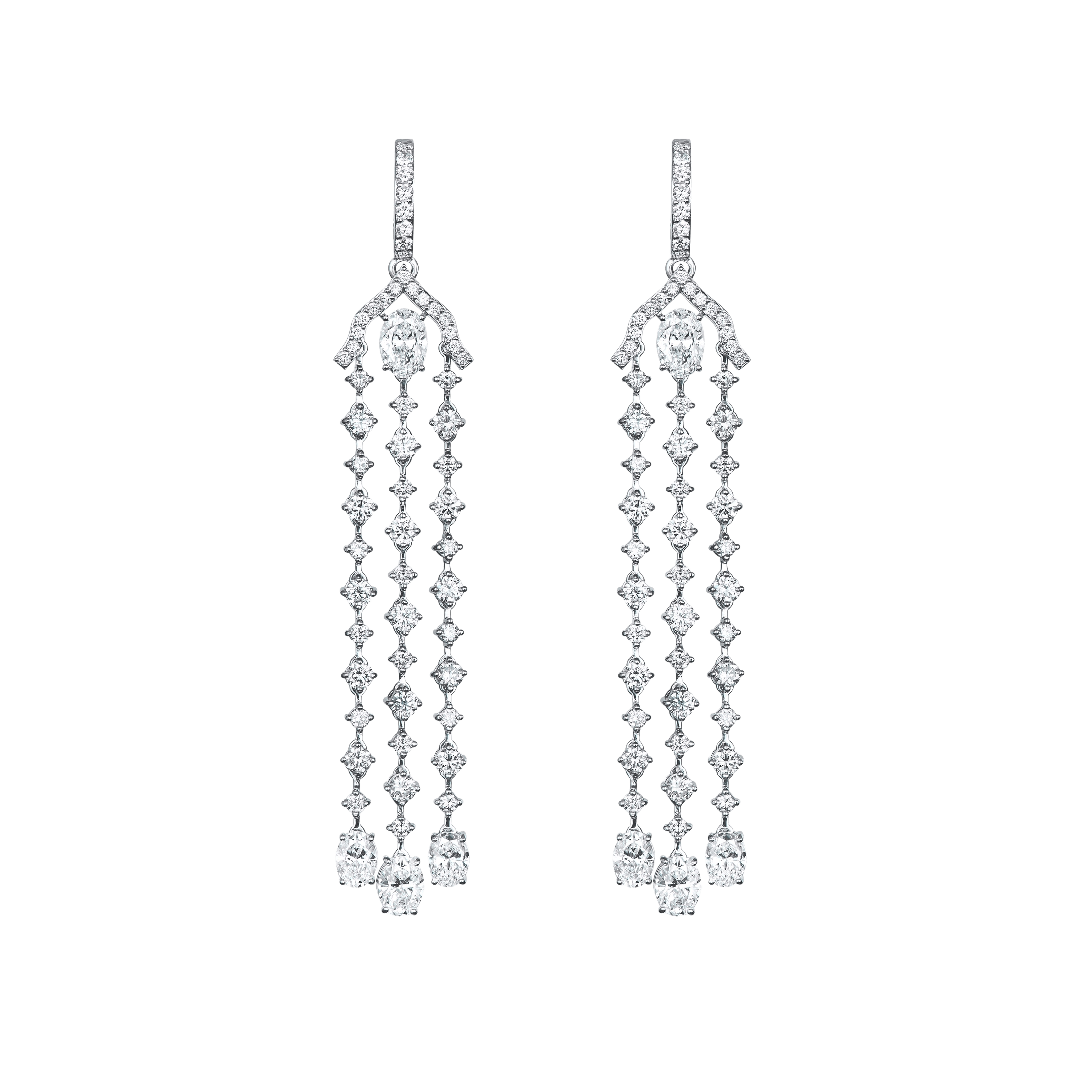 "DIAMOND BRAIDS" DIAMOND EARRINGS / 6.380 CTW
 18K White Gold
