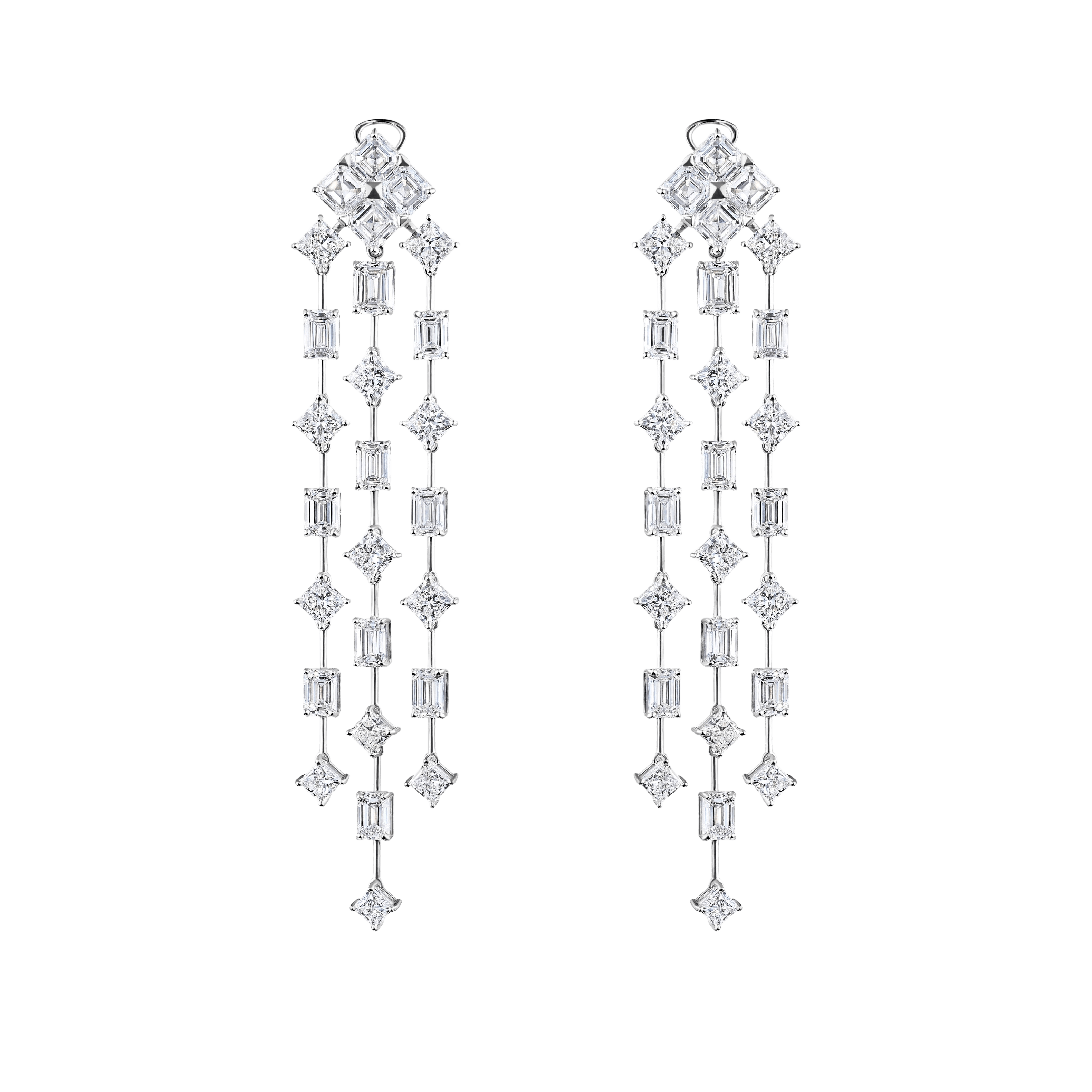 "STARFALLS" DIAMOND EARRINGS / 27.405 CTW
18K White Gold

