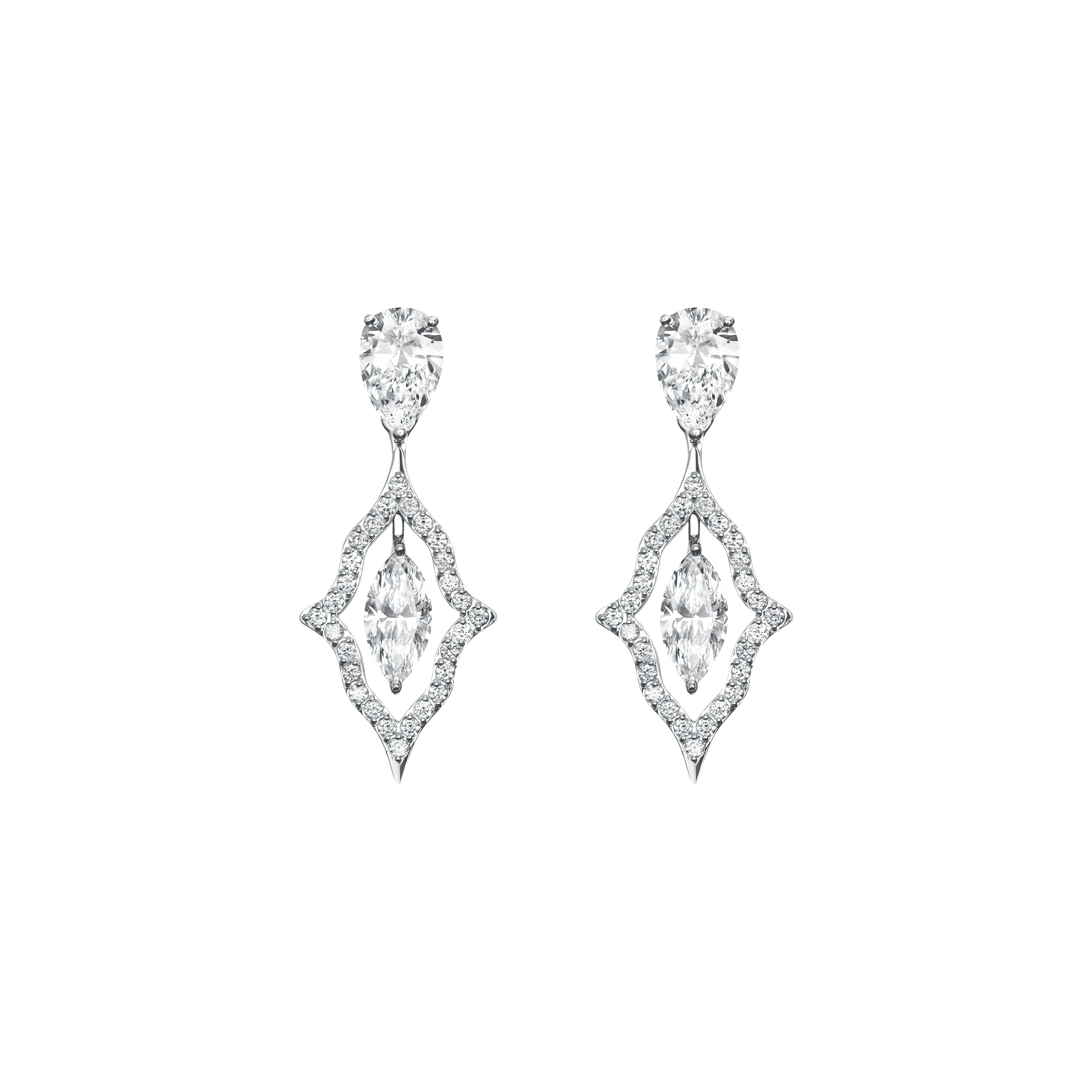 "DROPS" DIAMOND EARRINGS / 3.145 CTW 
18K White Gold
