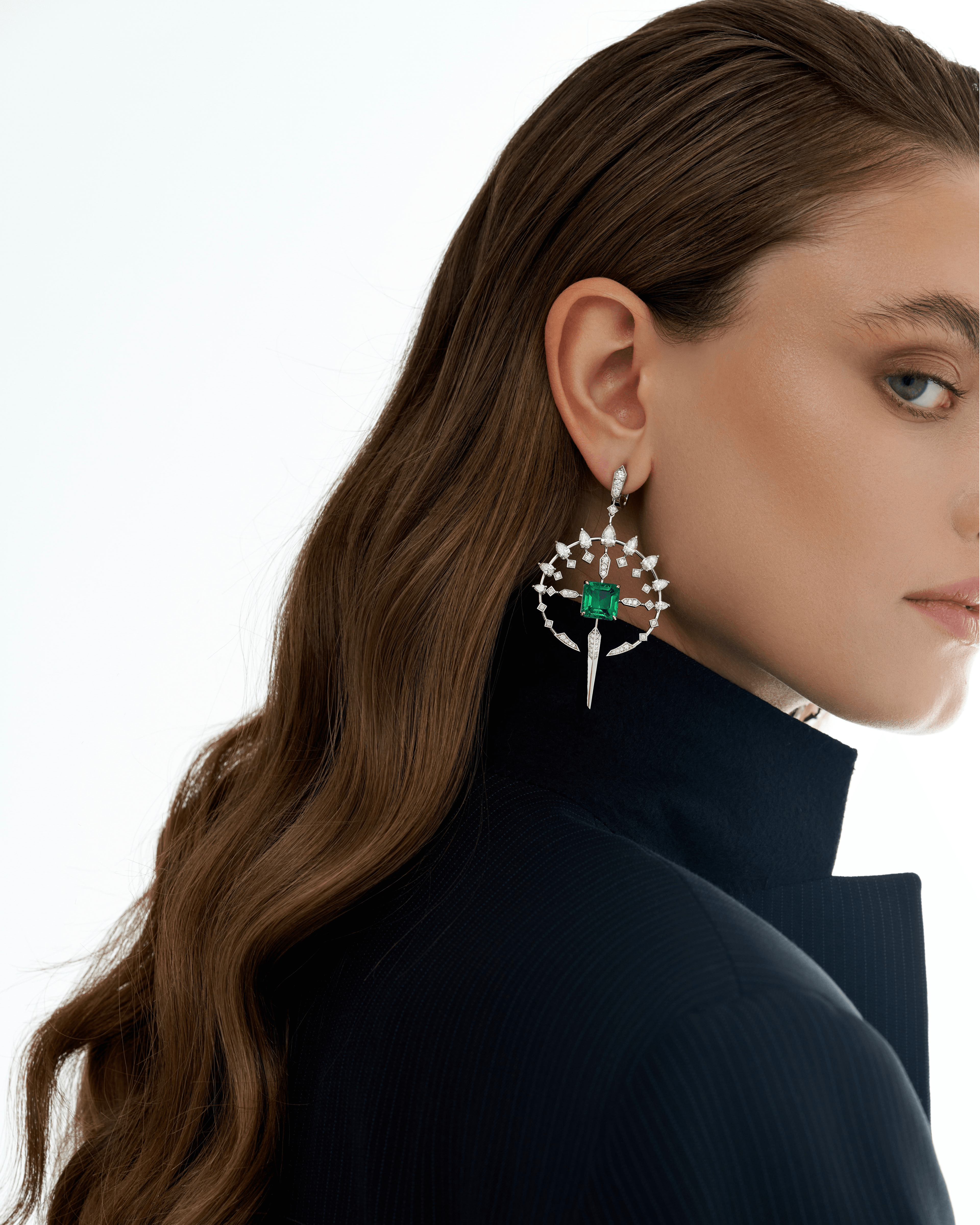 "NORTH STAR" EMERALD EARRINGS / 18.624 CTW
18K White Gold