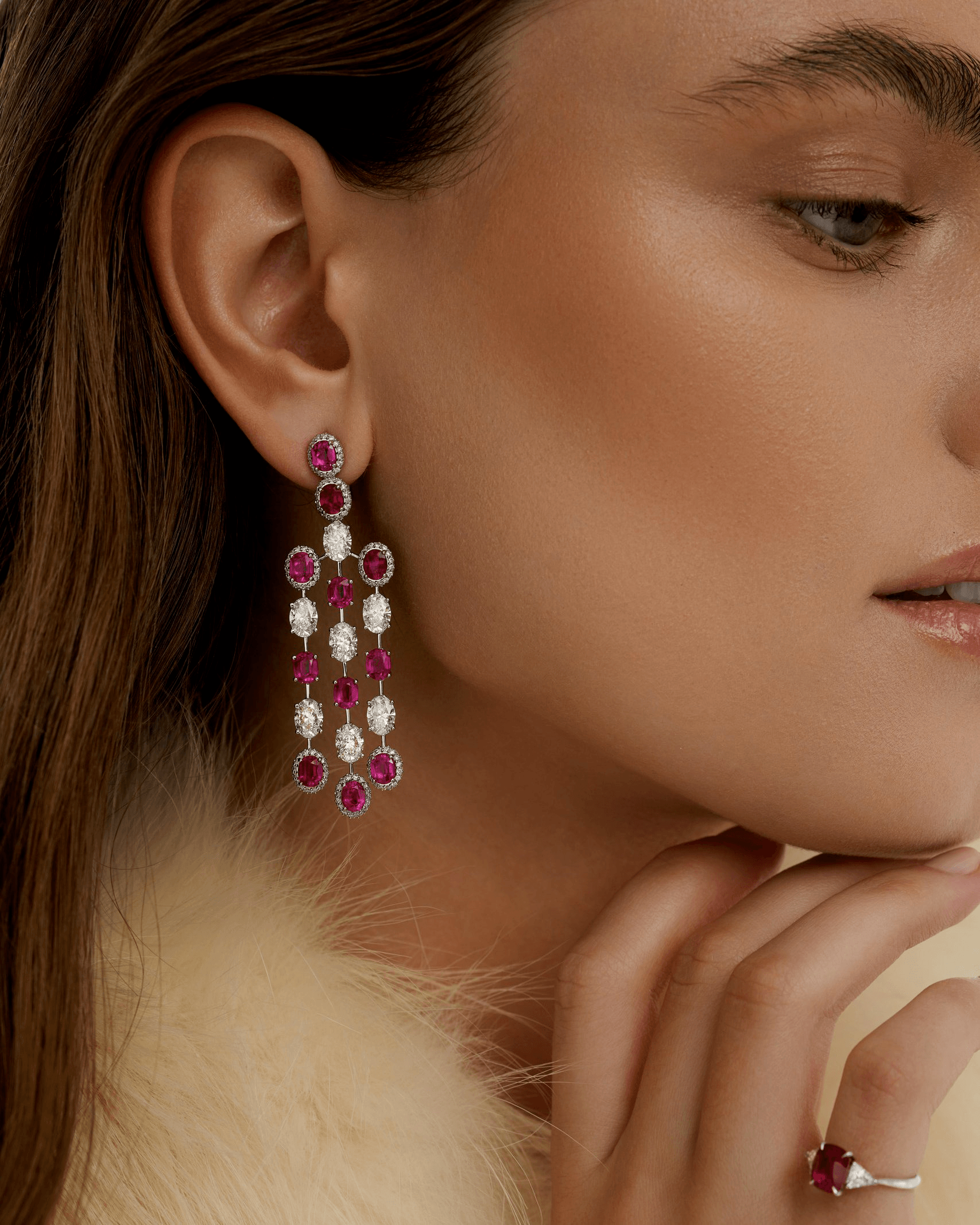 "RED CLOUD" RUBY EARRINGS / 20.185 CTW 
18K White Gold