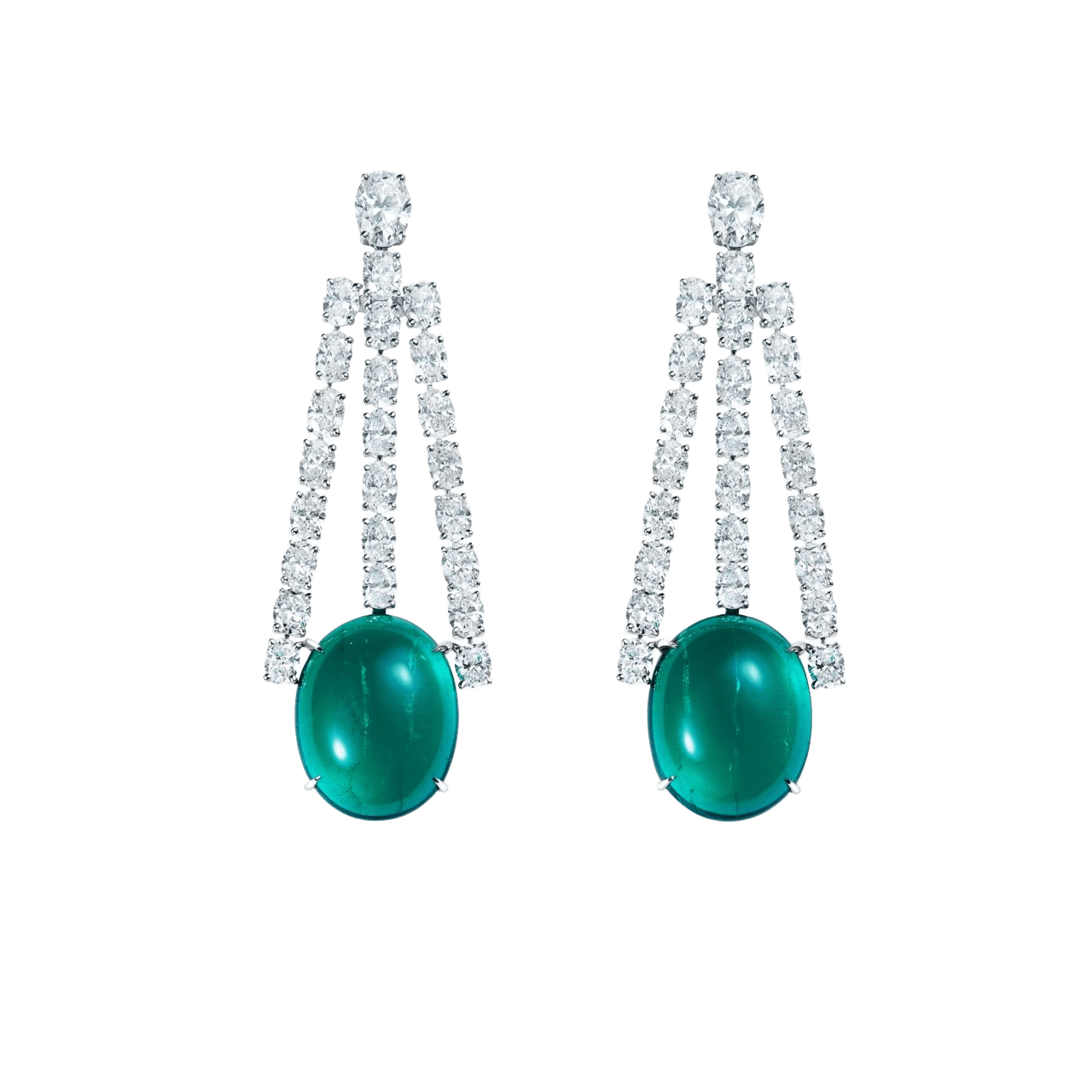 "THE GREEN ENERGY" EMERALD EARRINGS / 39.500 CTW
 18K White Gold