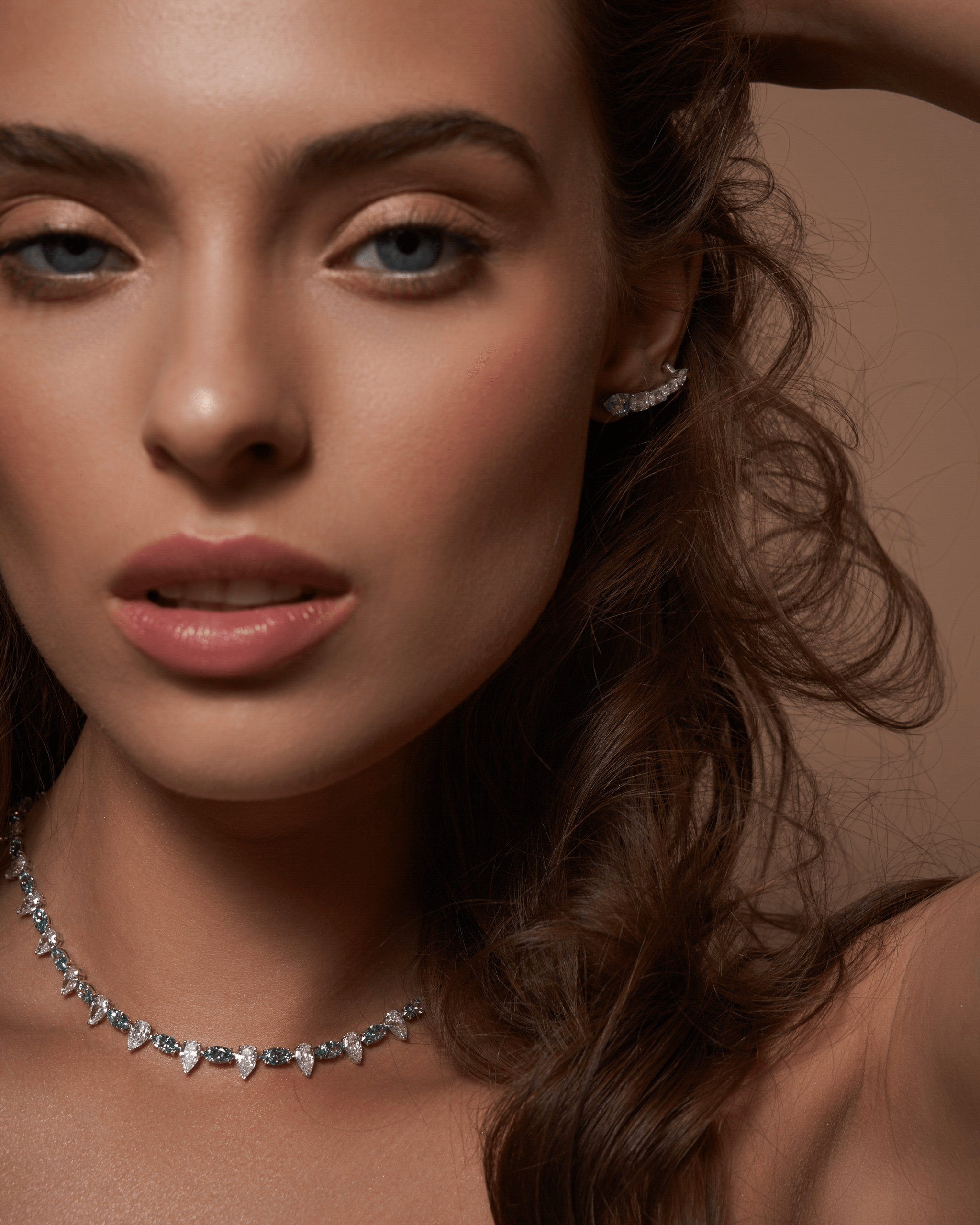 "MOON RAY" BLUE DIAMONDS NECKLACE / 23.430 CTW
 18K White Gold