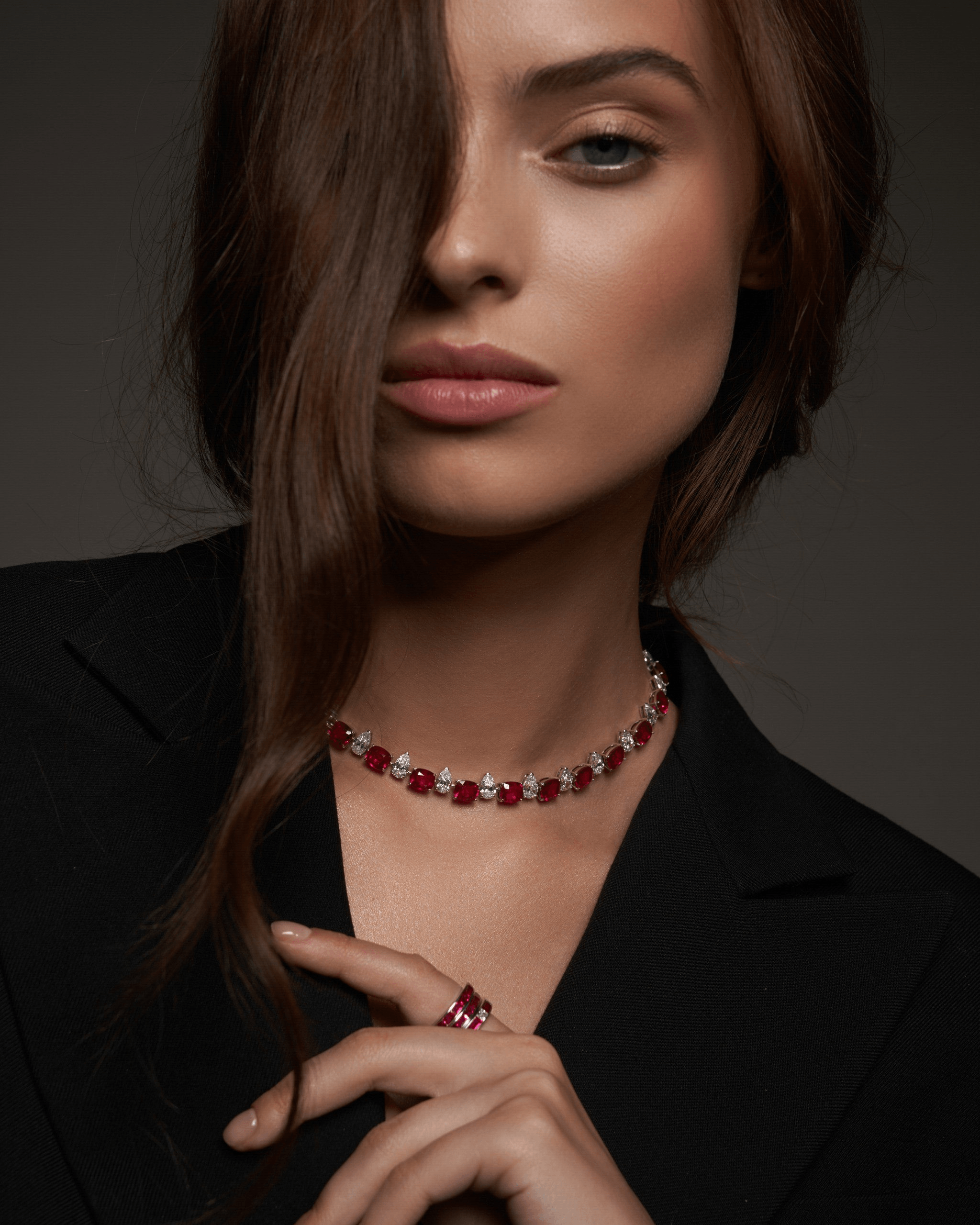 "RED STELLAR DANCE" RUBY NECKLACE / 73.44 CTW
18K White Gold
