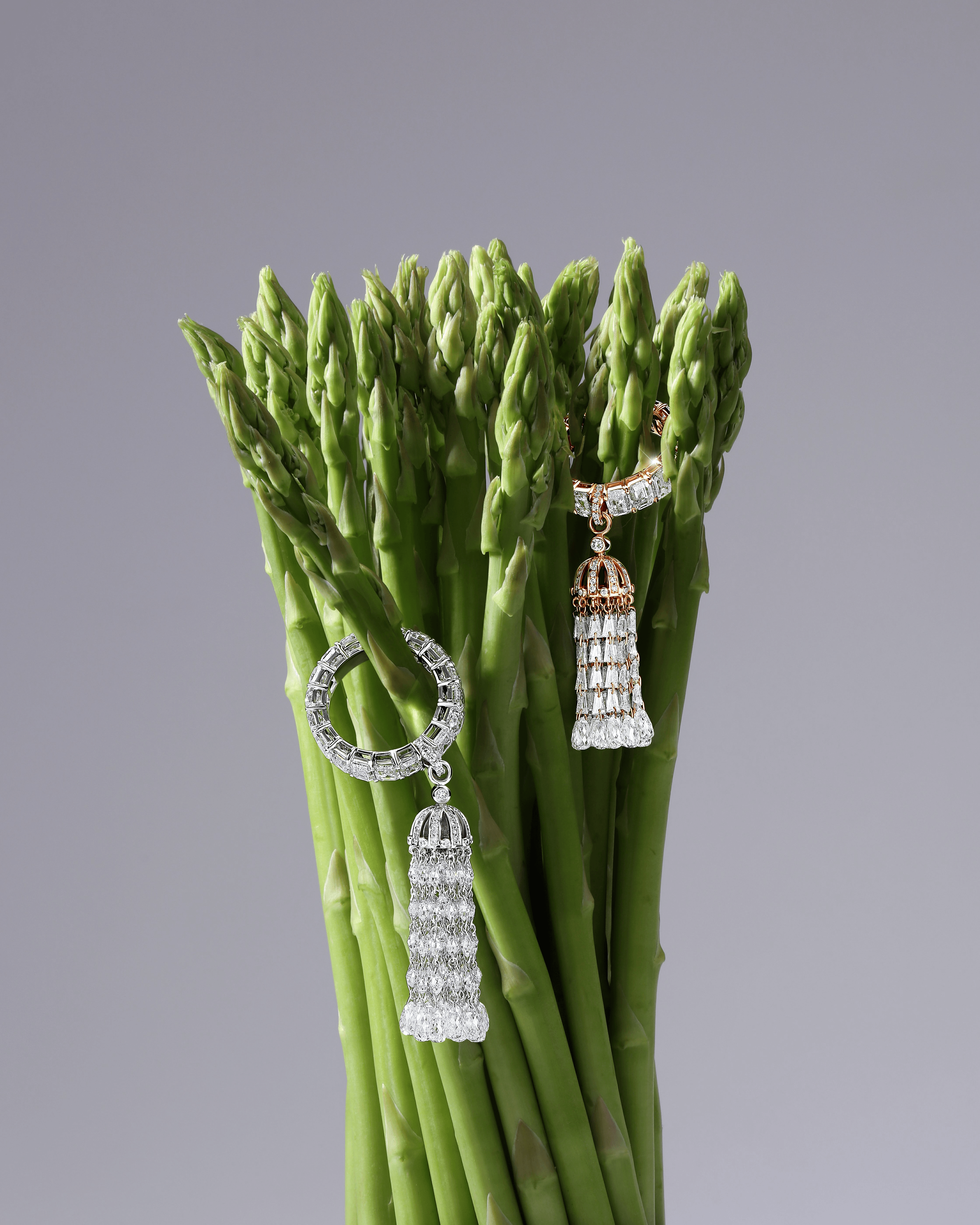 DIAMOND TASSEL DROP RING  
15.215 CTW 18k Rose Gold 