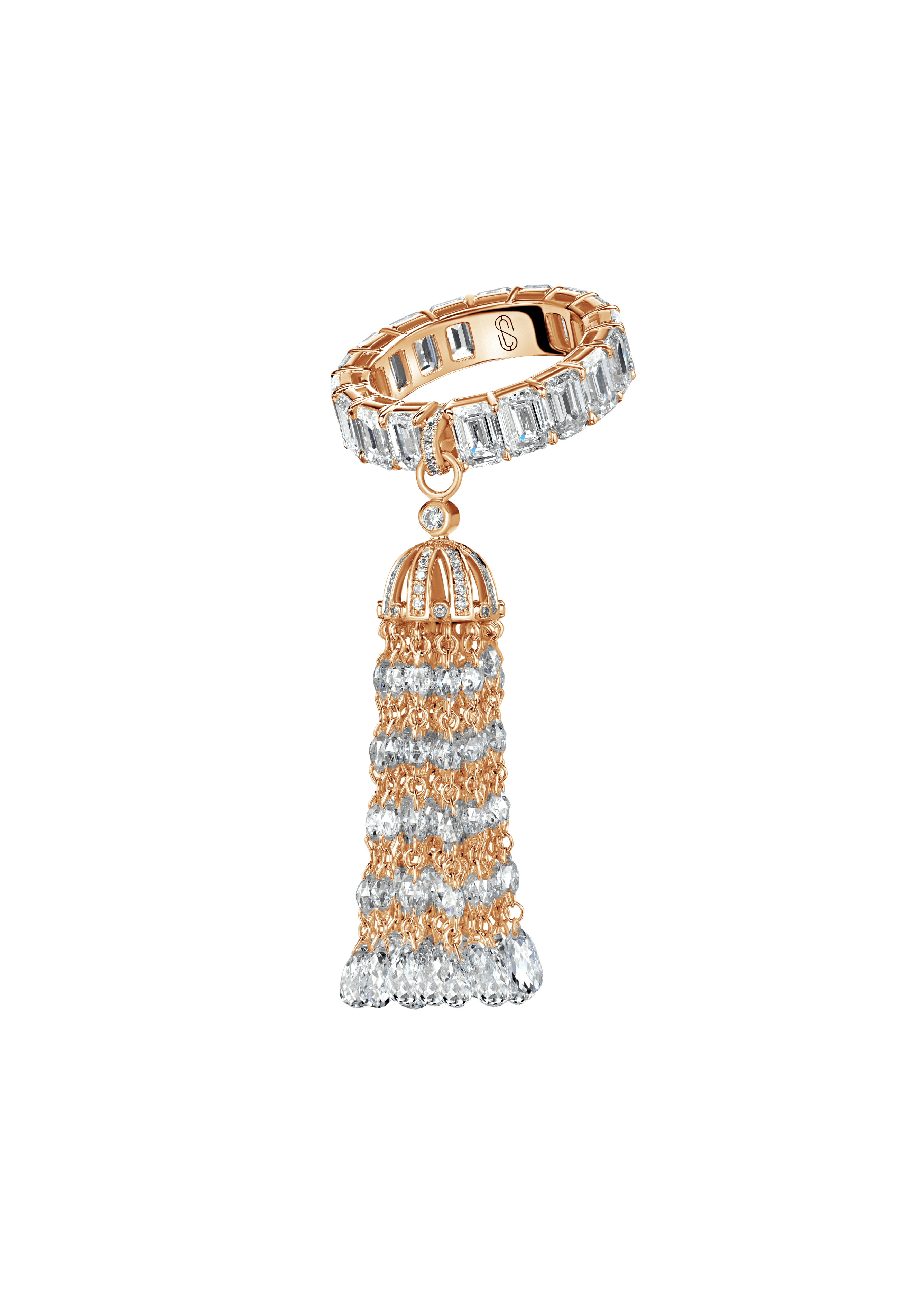 DIAMOND TASSEL DROP RING  
15.215 CTW 18k Rose Gold 