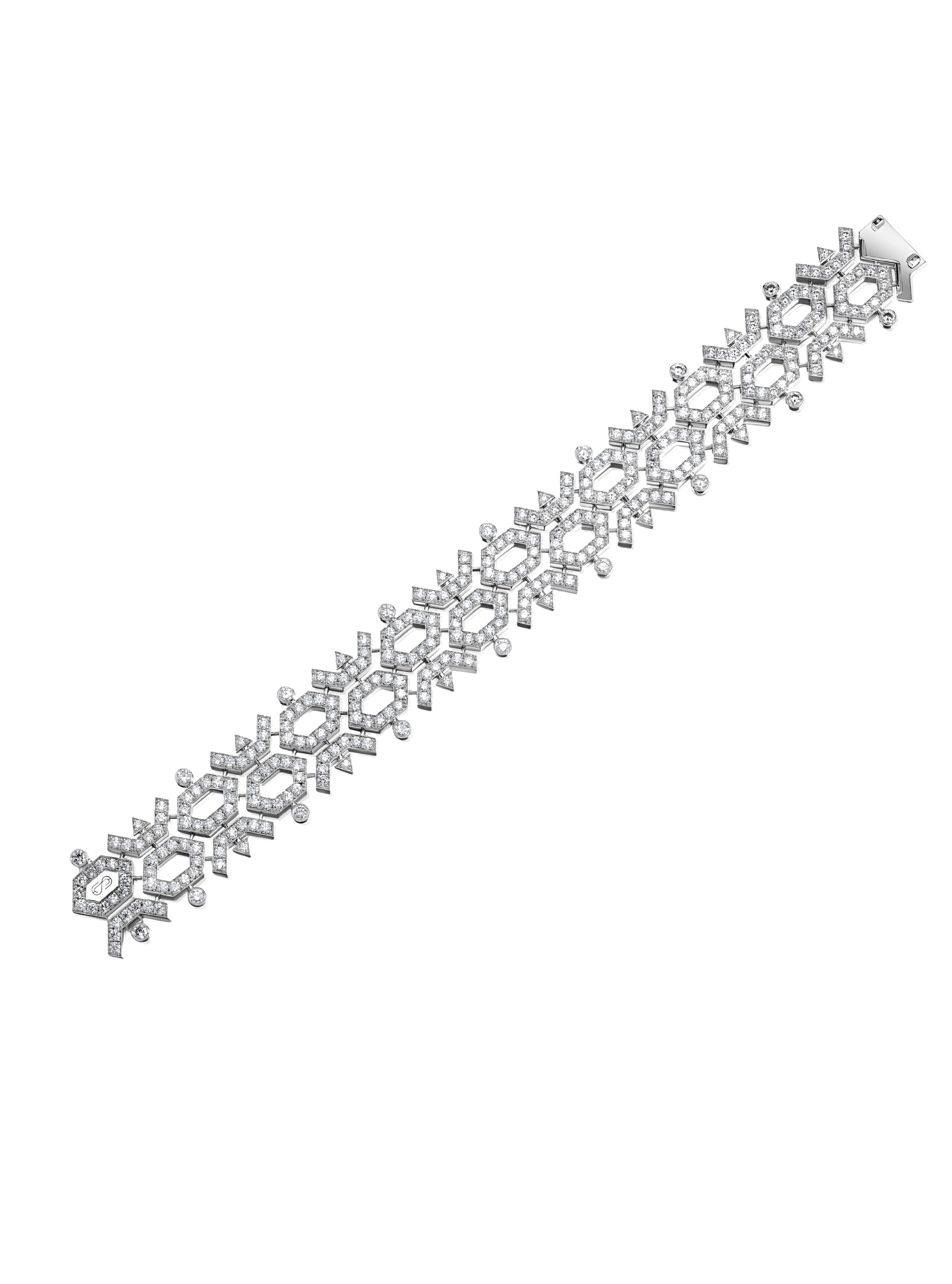 "SPACE PATTERN" DIAMOND BRACELET / 10.55 CTW
18K White Gold