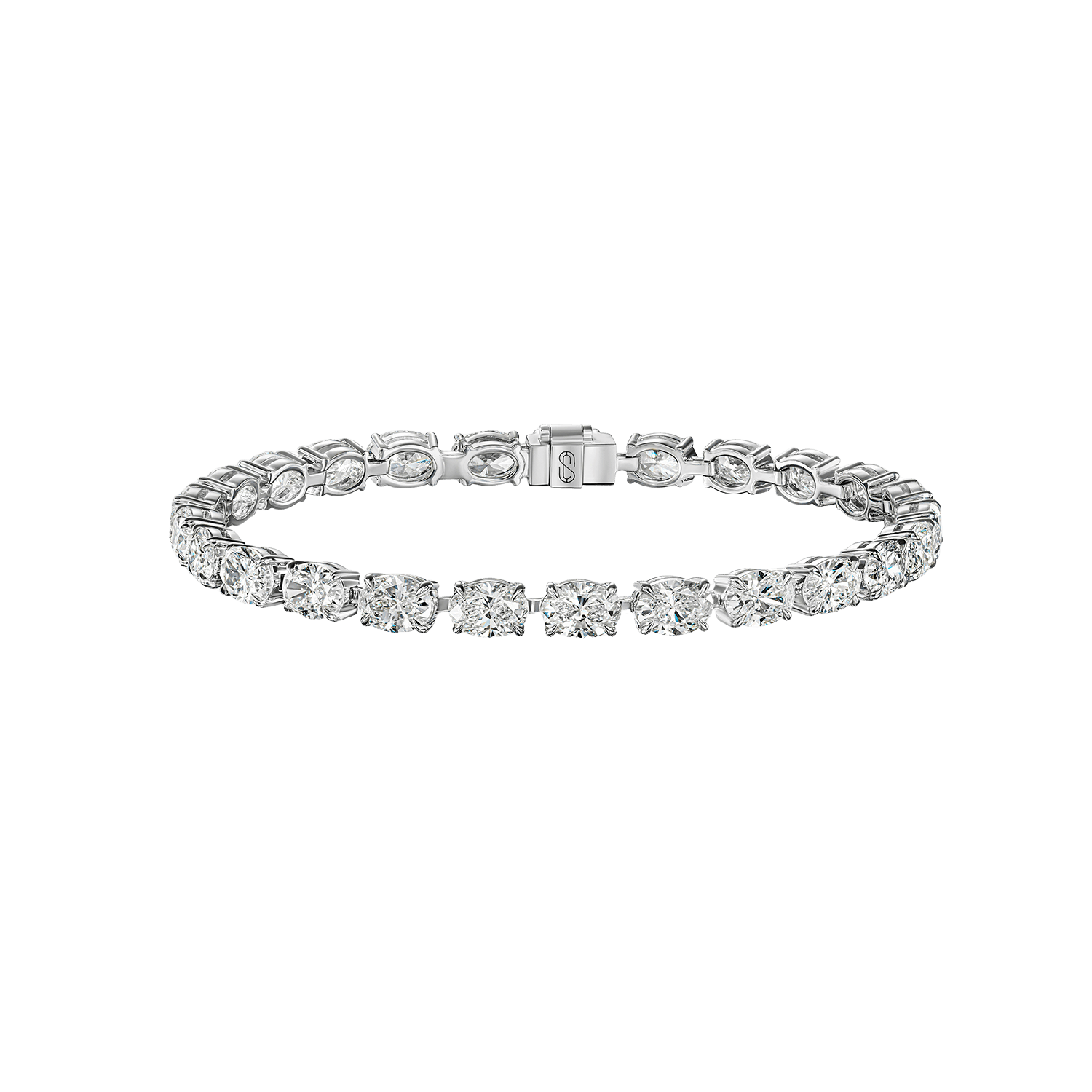 OVAL TENNIS BLACELETE
13.405 CTW 18k White Gold