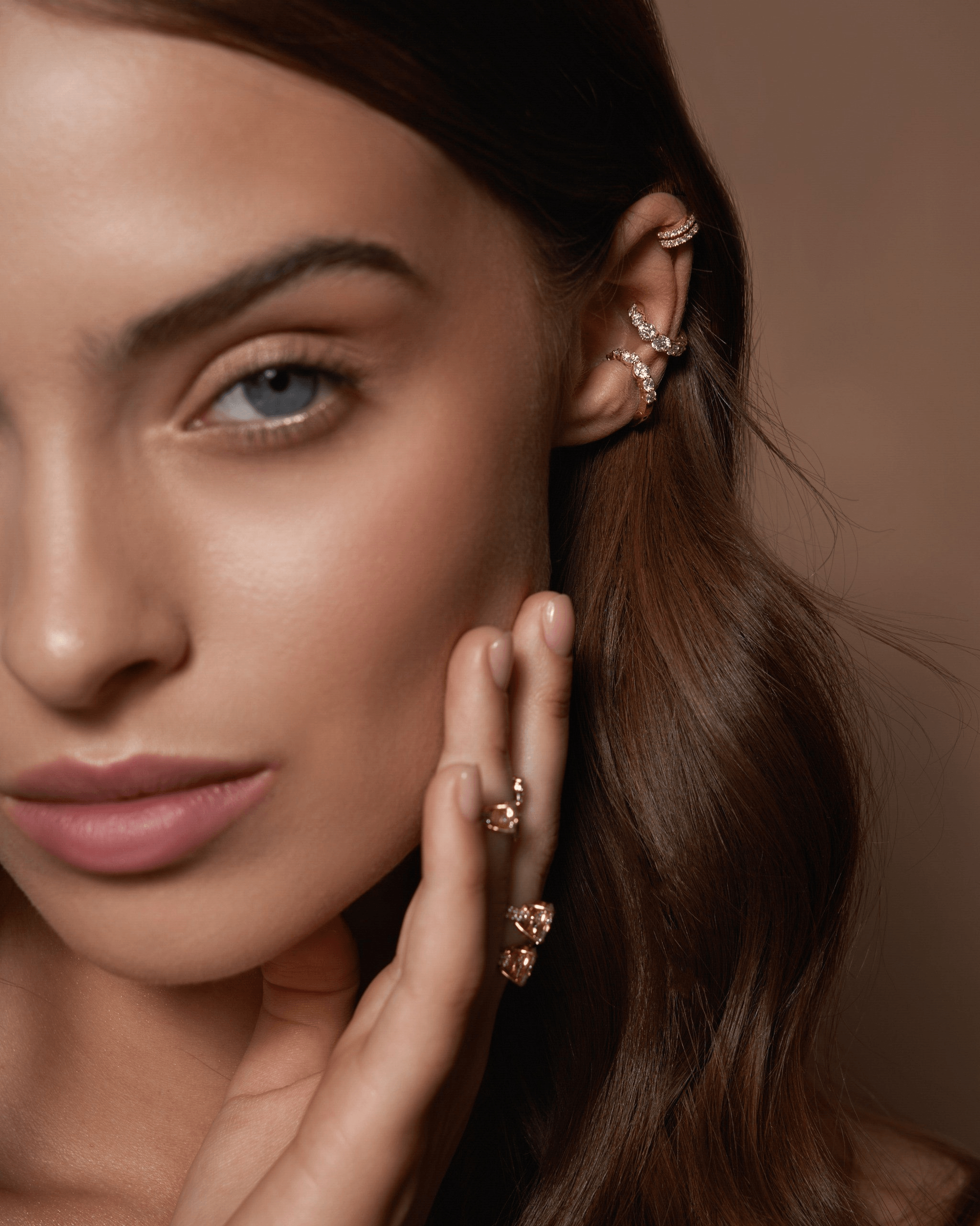 "CELESTIAL WAY" DIAMOND EAR CUFF 6 0.550 CTW 18k Yellow Gold