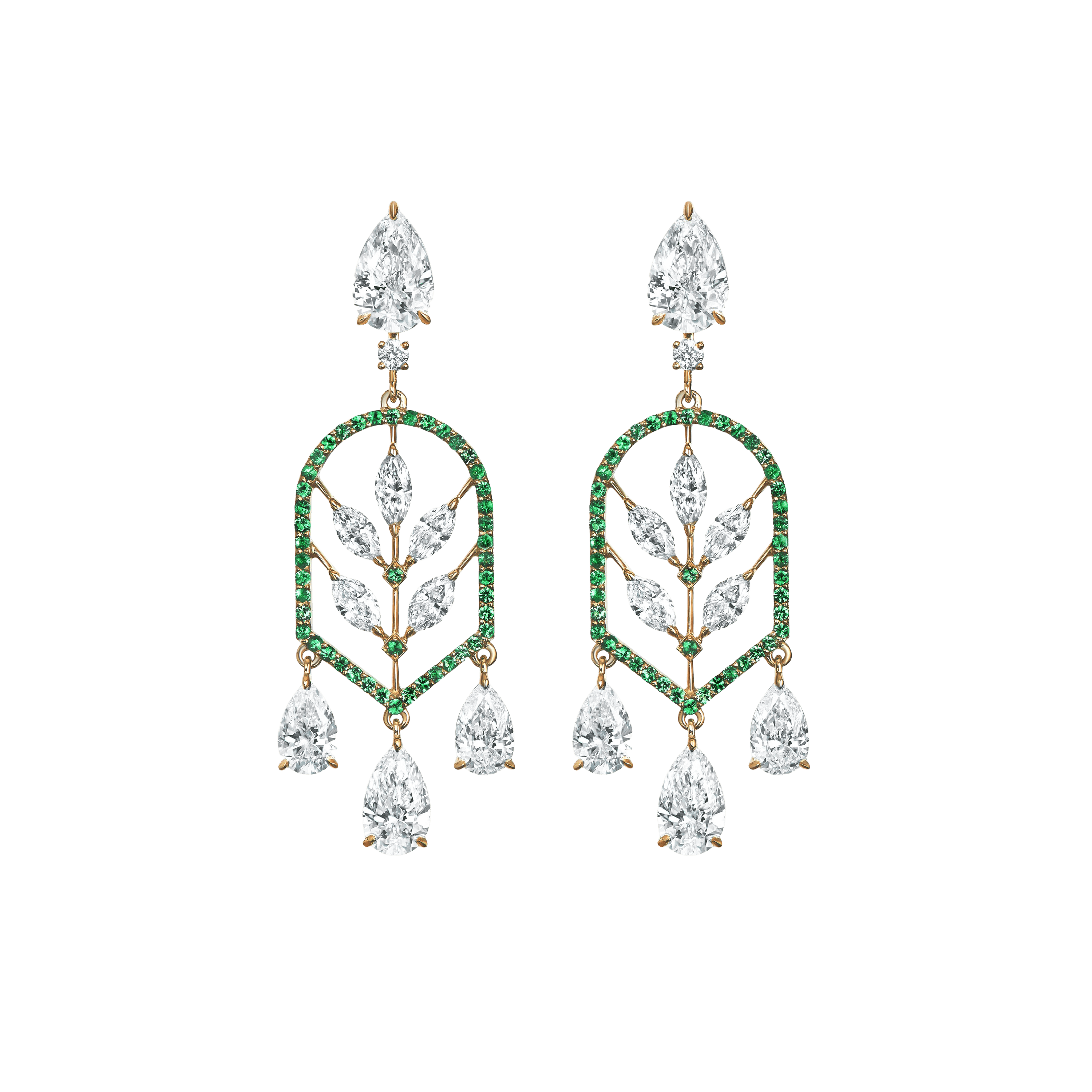 "WHEAT BELL" EMERALD EARRINGS / 5.450 CTW
18K Yellow Gold