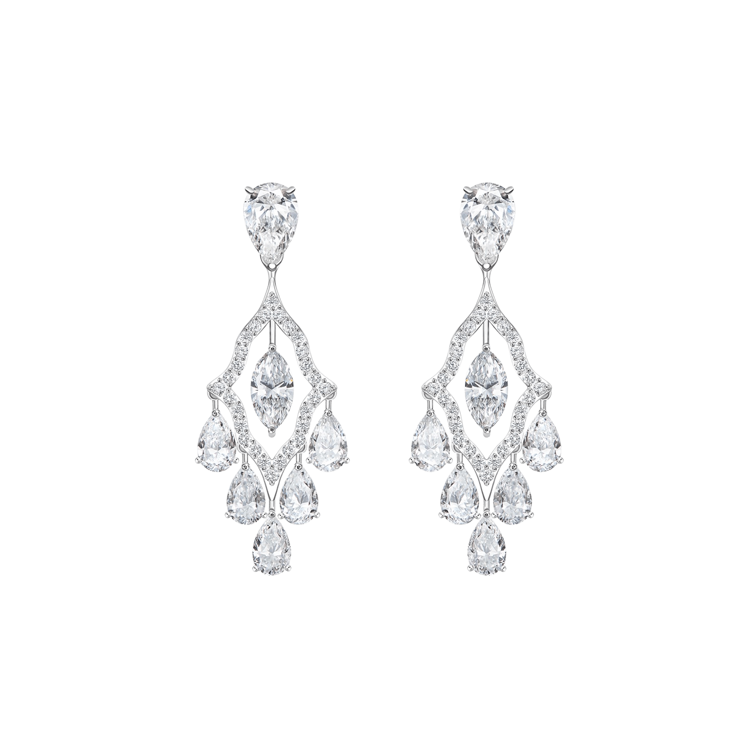 "CASCADES" DIAMOND EARRINGS / 6.193 CTW
18K White Gold