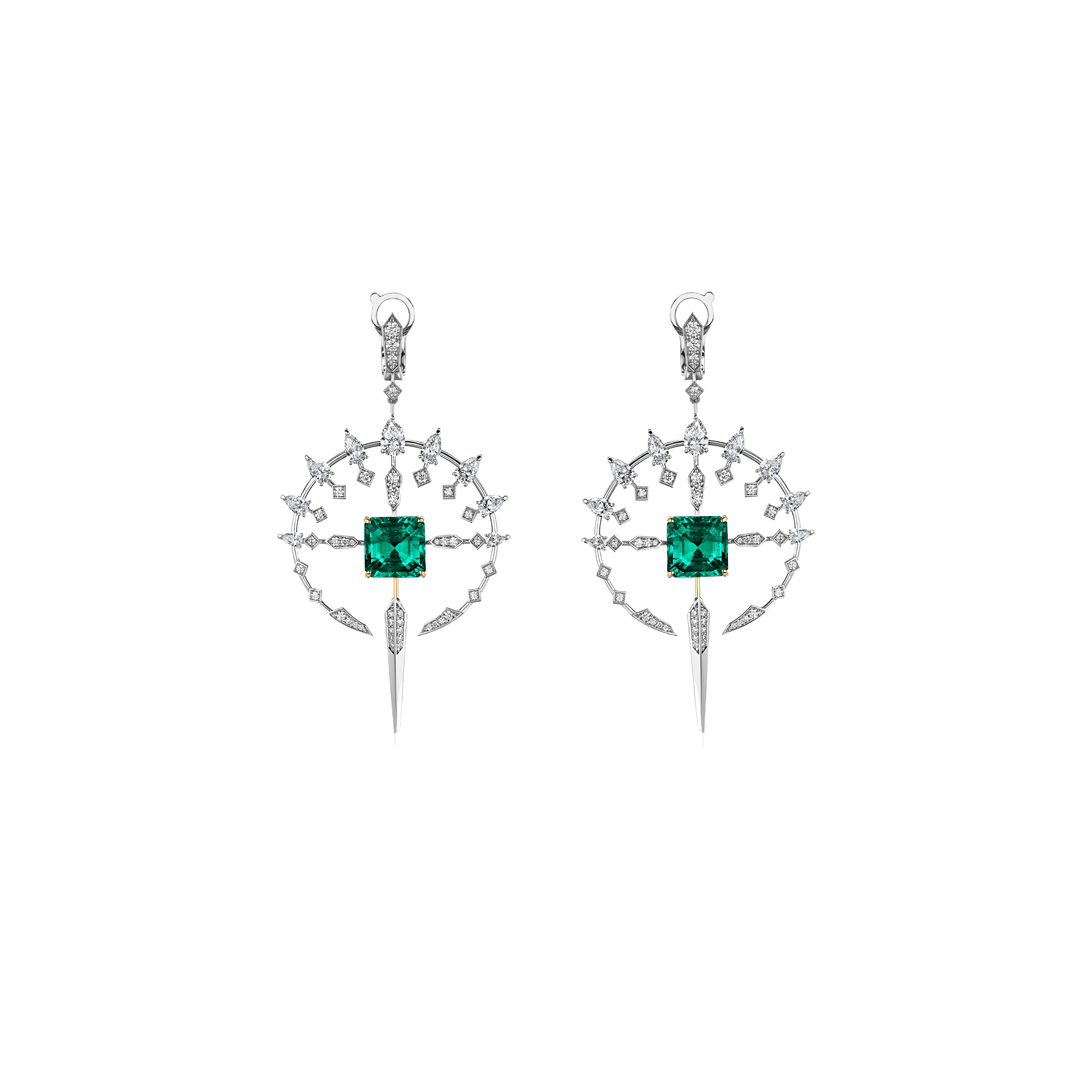 "NORTH STAR" EMERALD EARRINGS / 18.624 CTW
18K White Gold