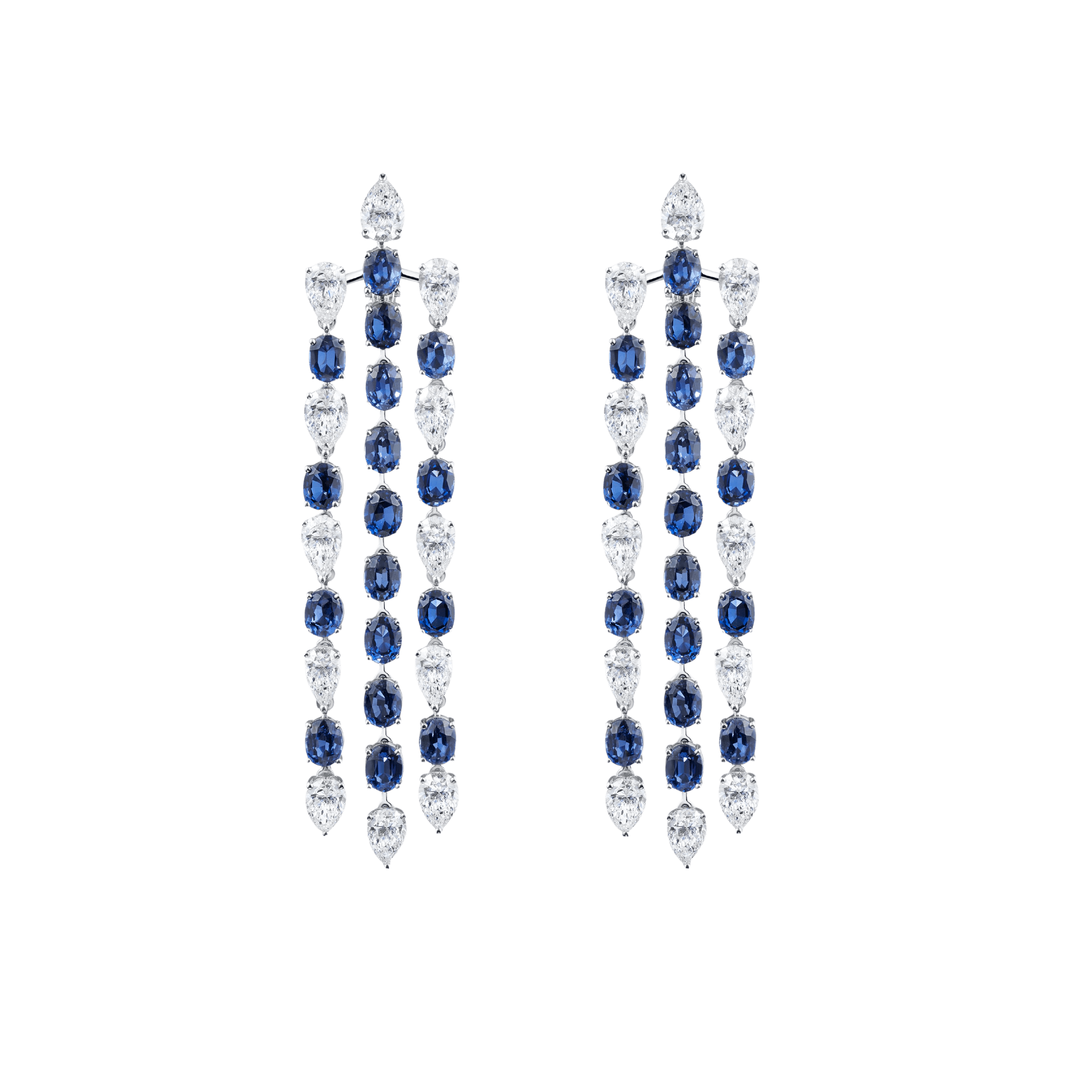 "BLUE ENERGY" SAPPHIRE EARRINGS / 29.812 CTW
18K White Gold