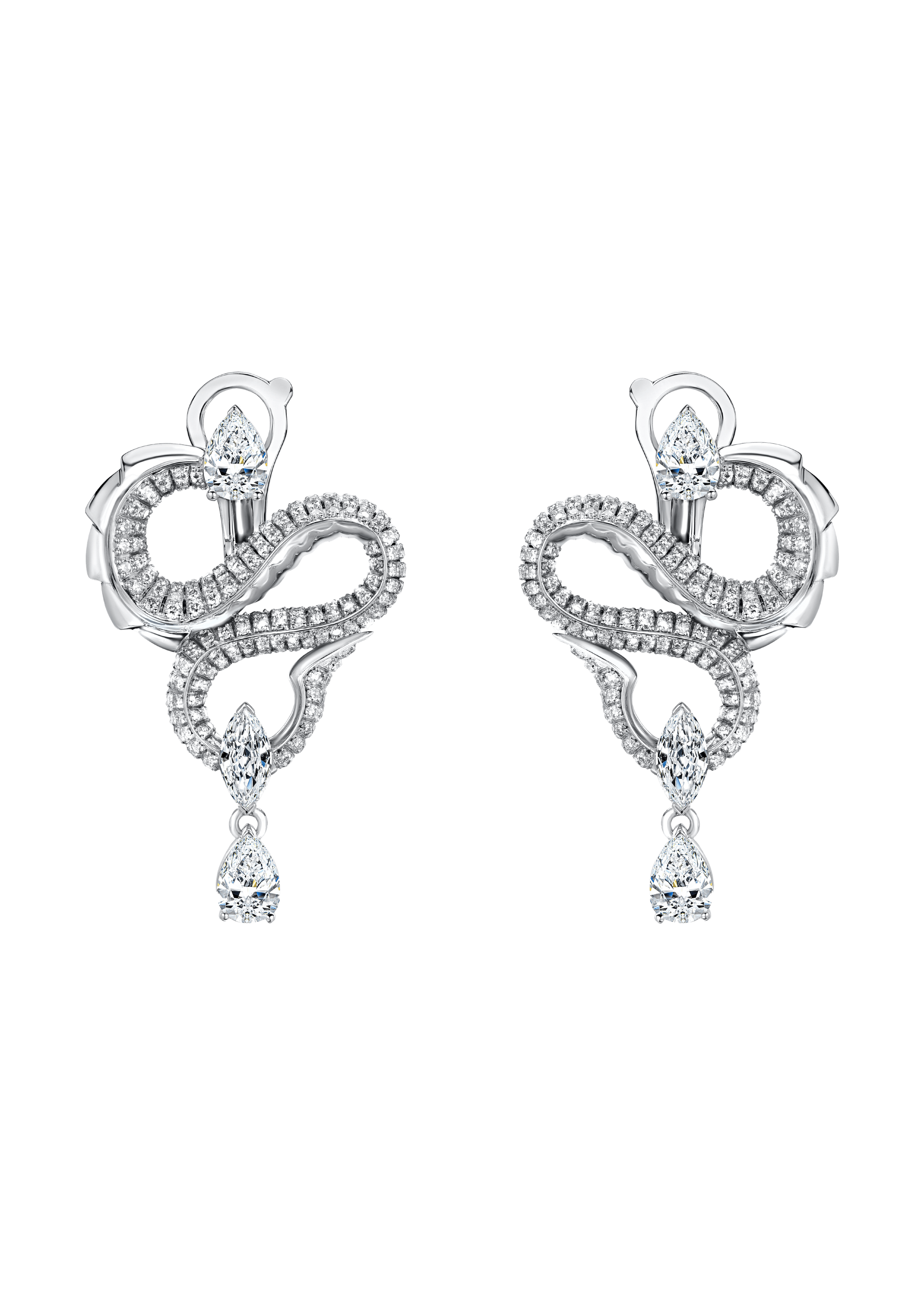 "HYDRA" DIAMOND EARRINGS / 2.795 CTW
18K White Gold