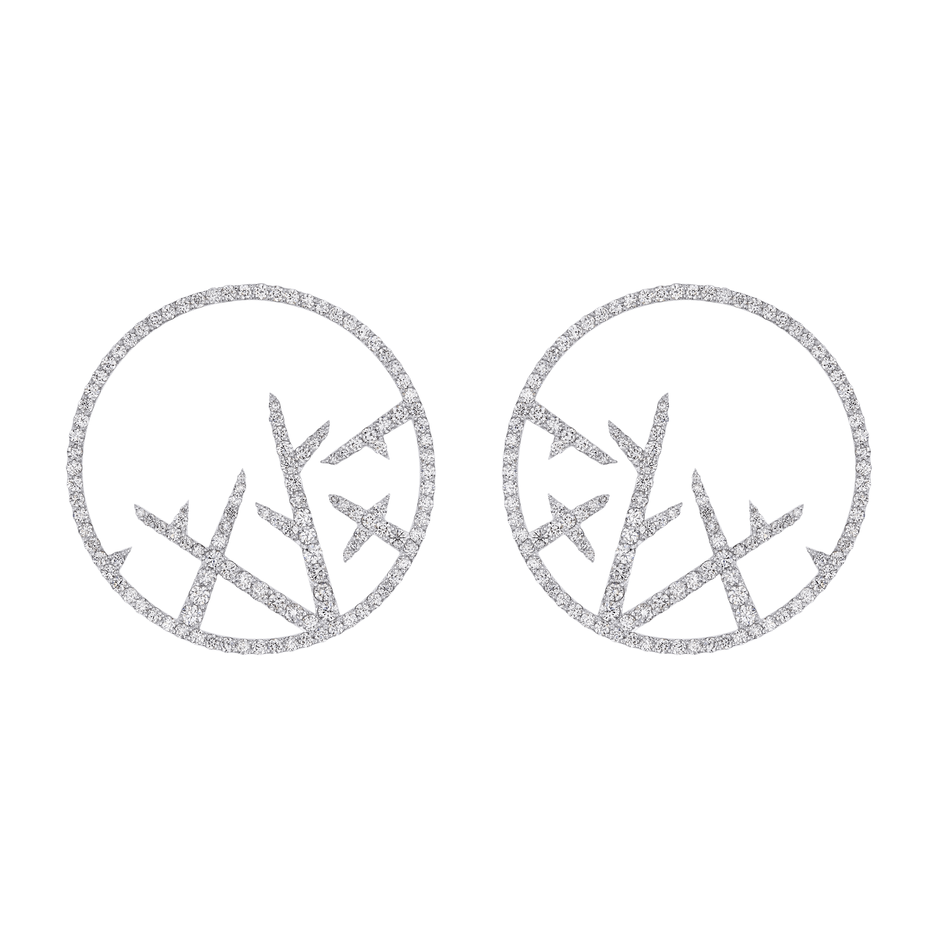 "THE SNOWFLAKE" DIAMOND EARRINGS / 3.317 CTW
18K White Gold