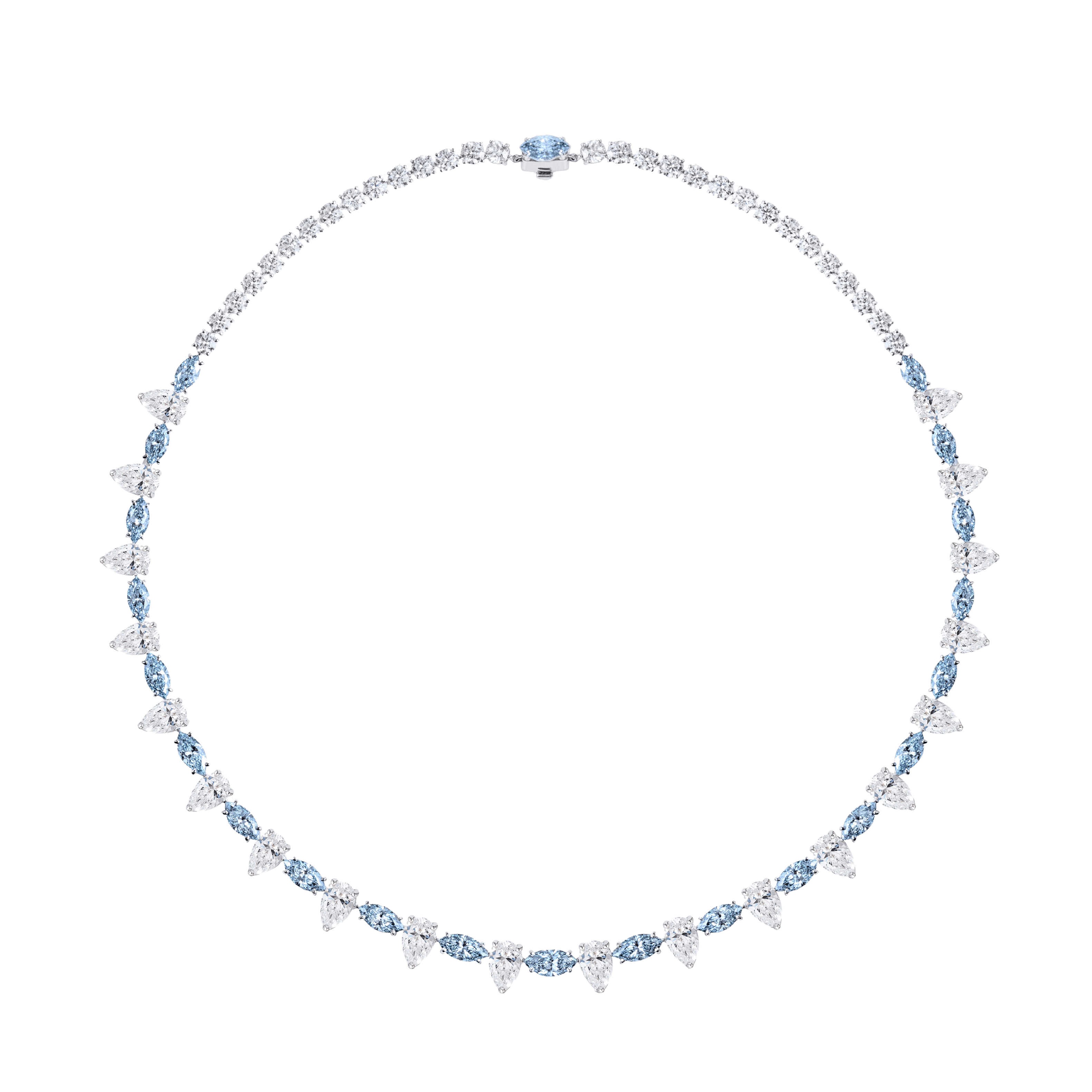 "MOON RAY" BLUE DIAMONDS NECKLACE / 23.430 CTW
18K White Gold