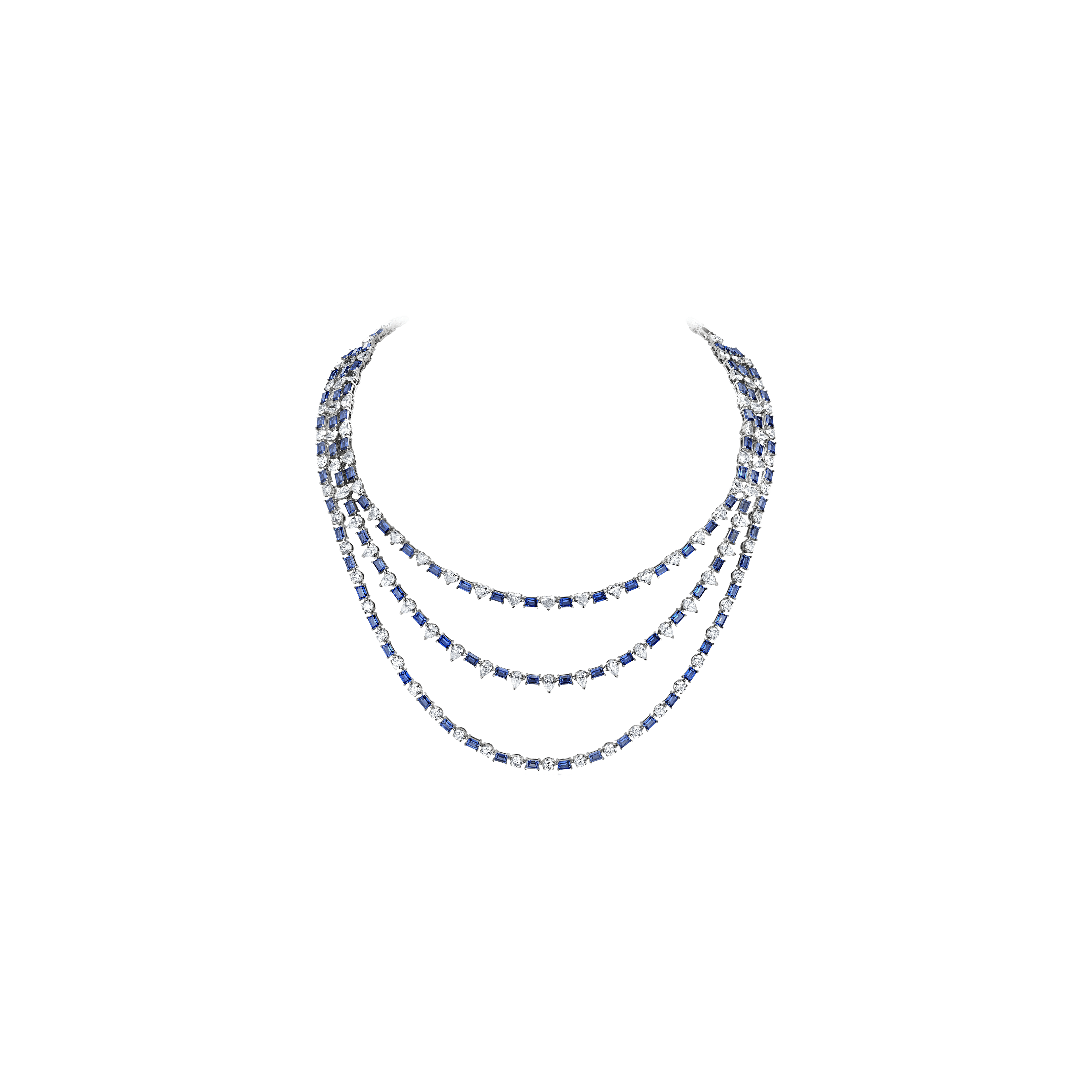 "BLUE STELLAR DANCE" SAPPHIRE NECKLACE / 19.191 CTW
18K White Gold