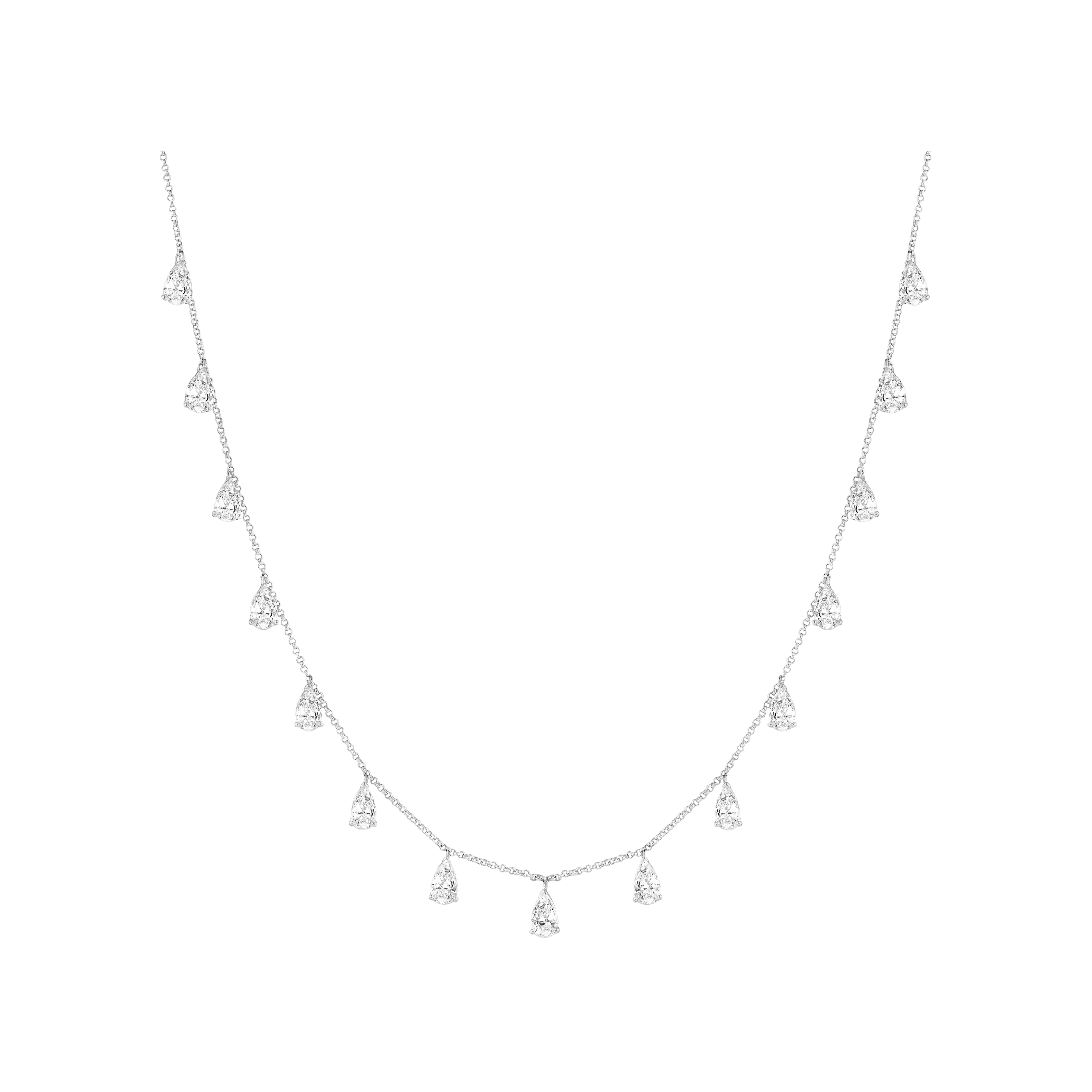 PEAR CHAIN NECKLACE 4.221 CTW 18k White Gold