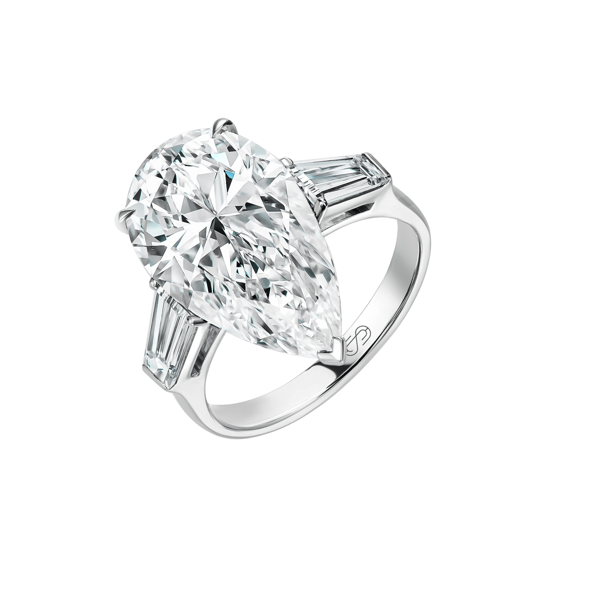 PEAR THREE STONE ENGAGEMENT RING
11.01 CTW 18k White Gold