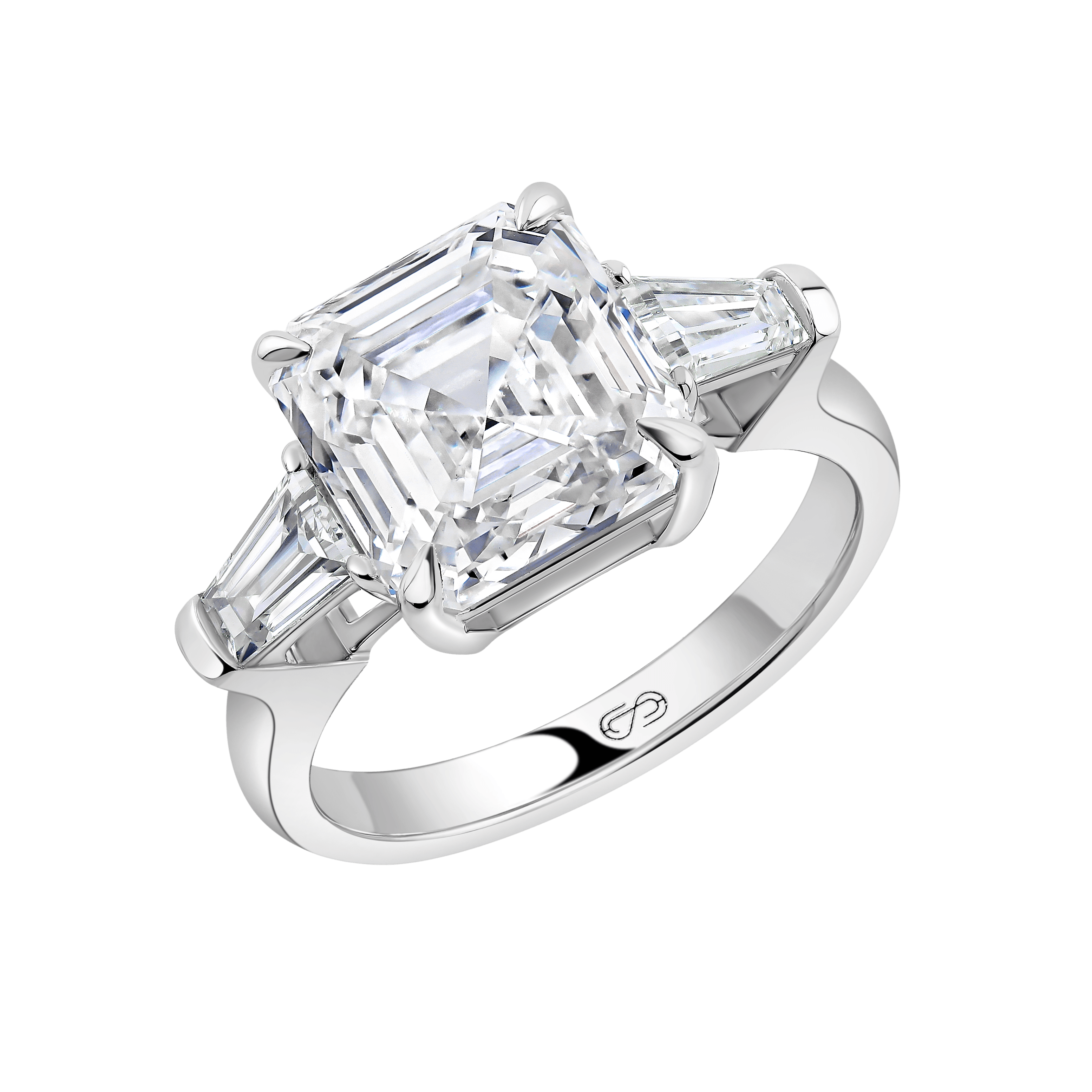 ASSCHER THREE STONE ENGAGEMENT RING
5.03 CTW 18k White Gold