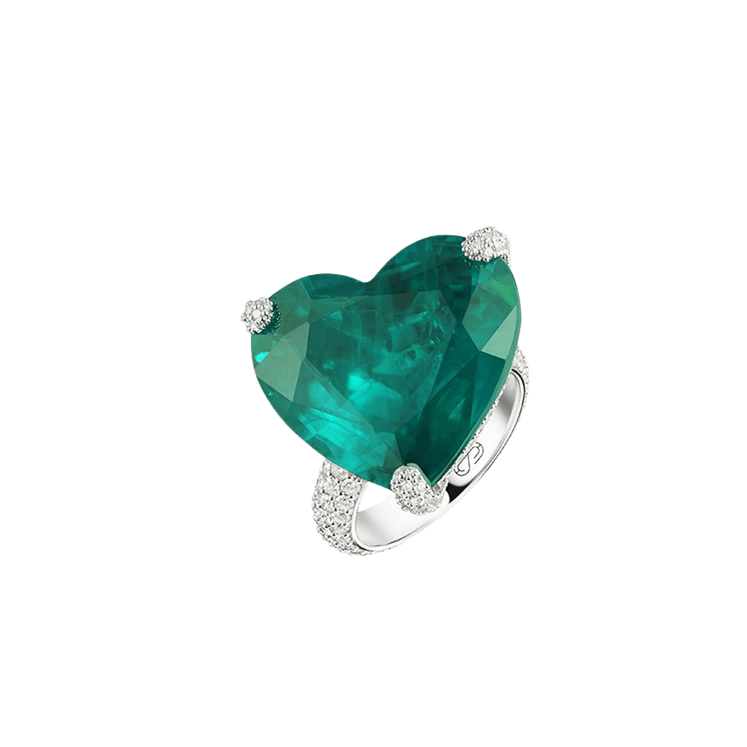 "HEART CONSTELLATION" EMERALD RING / 29.626 CTW
18K White Gold