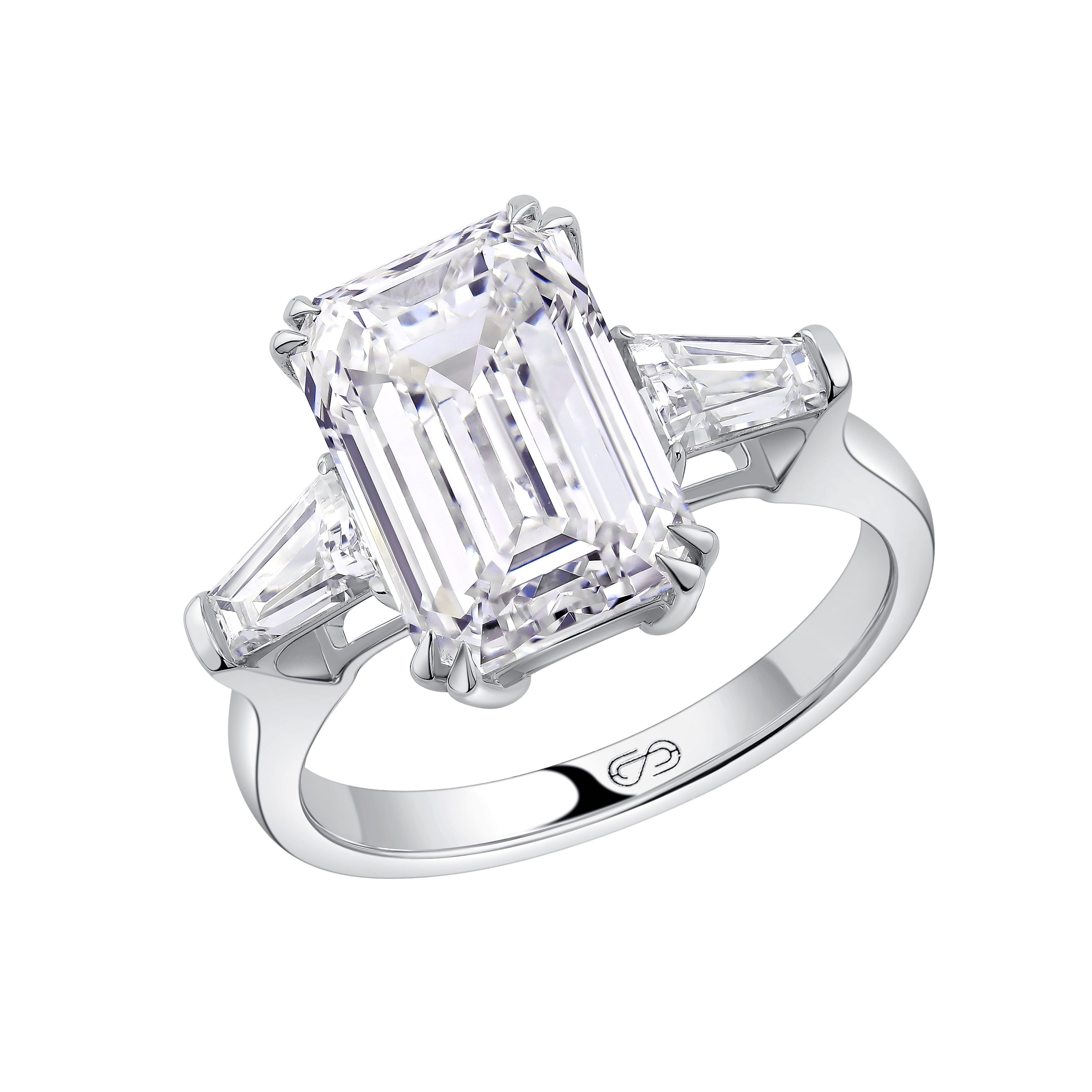 EMERALD THREE STONE ENGAGEMENT RING
5.03 CTW 18k White Gold