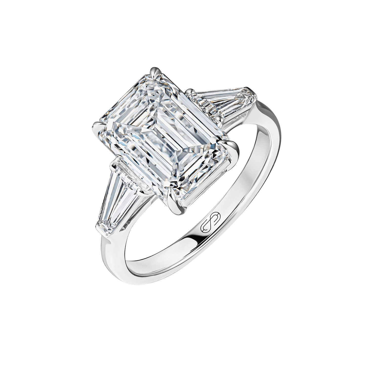 EMERALD THREE STONE ENGAGEMENT RING
5.11 CTW 18k White Gold