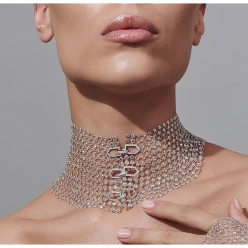 Collar, 18-carat white gold with diamonds