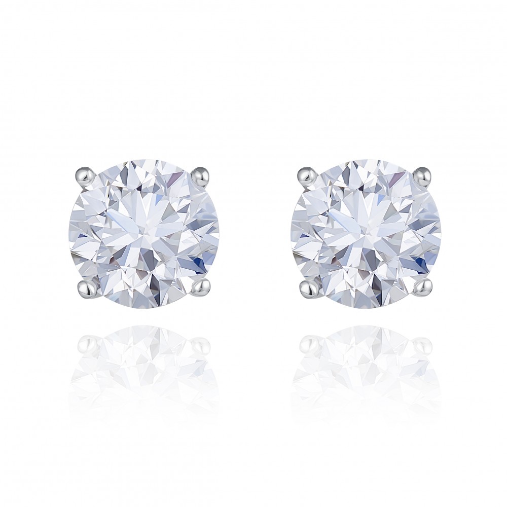 Earrings, 18-carat white gold with diamonds