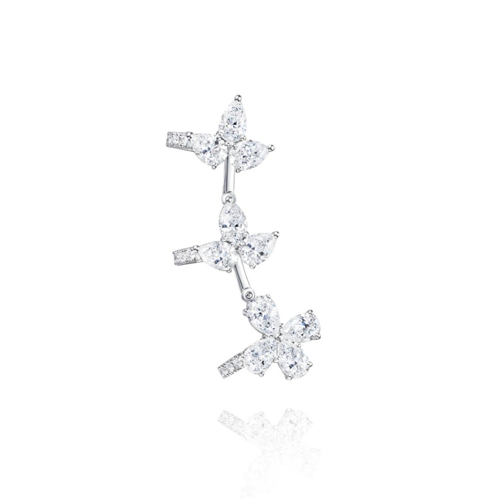 Earrings, 18-carat white gold with diamonds