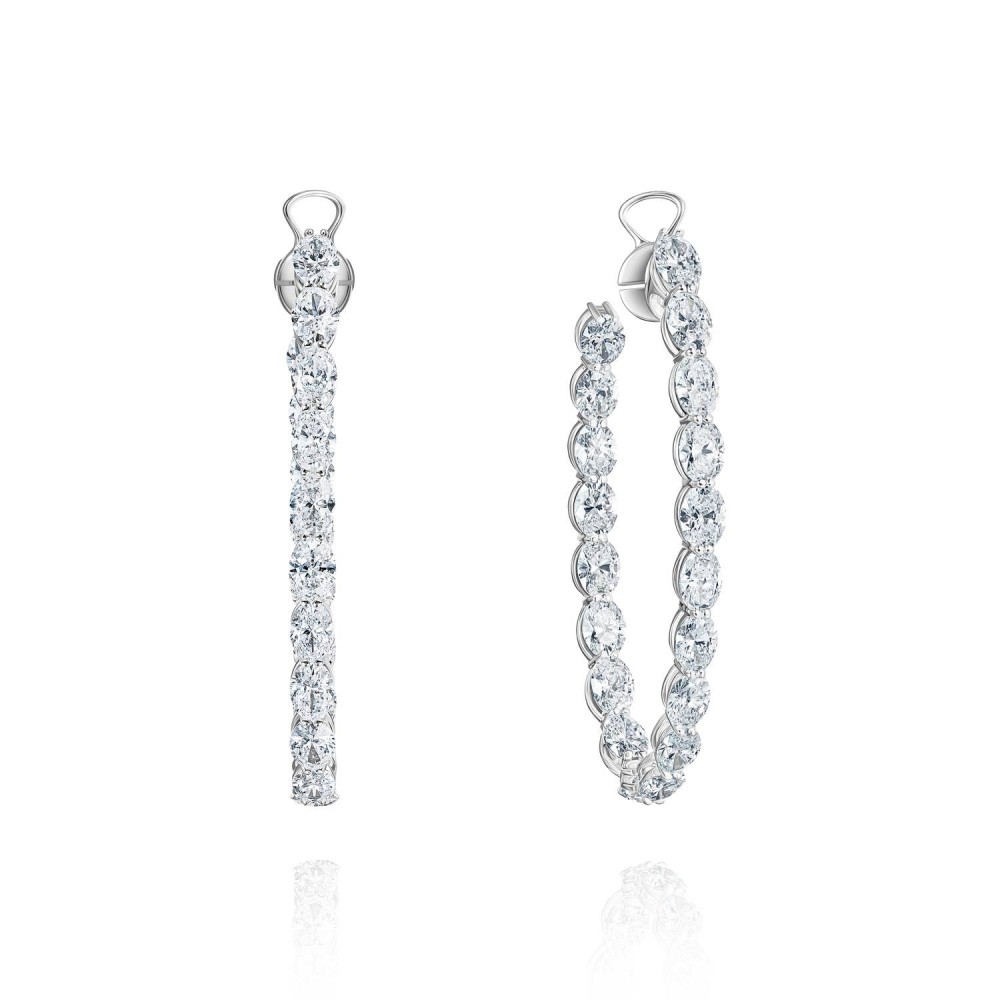 Earrings, 18-carat white gold with diamonds