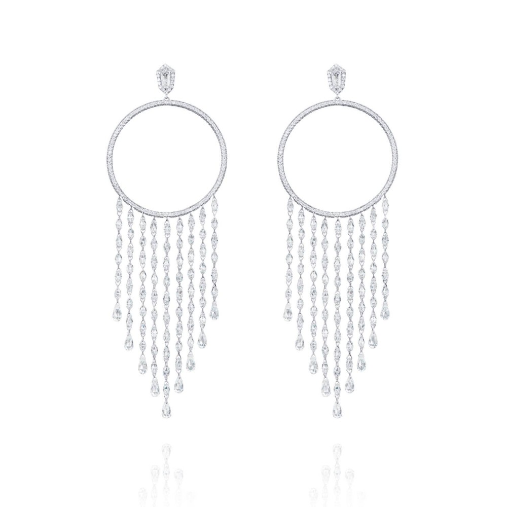 Earrings, 18-carat white gold with diamonds