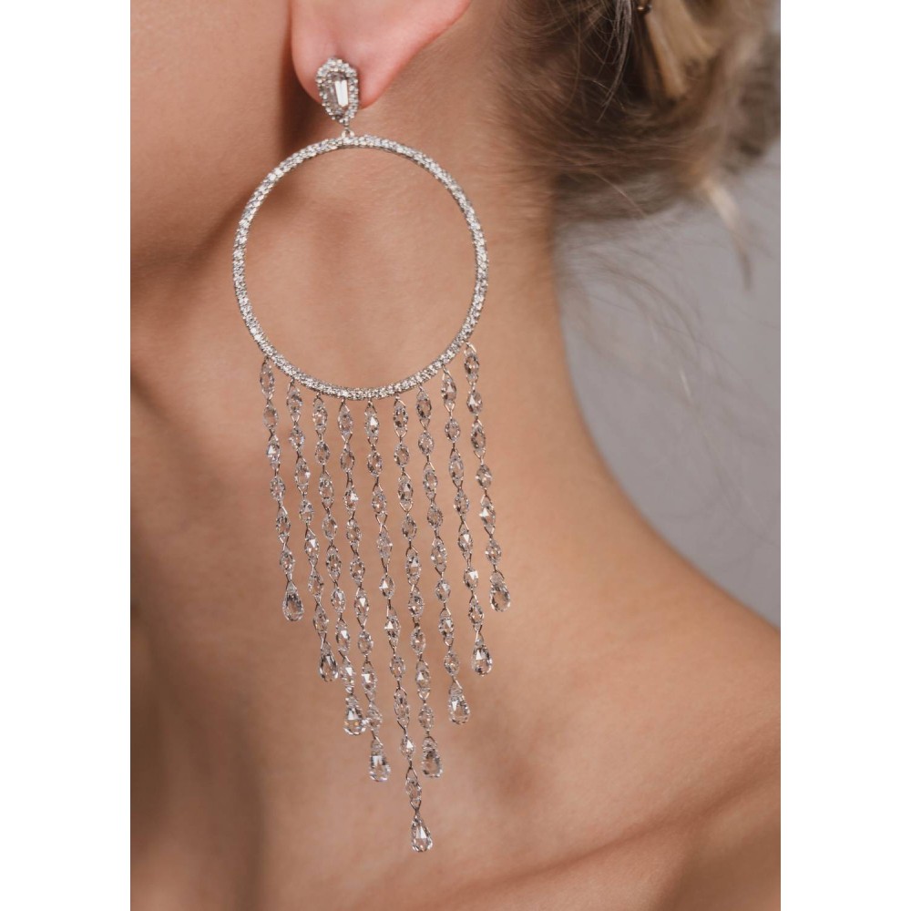 Earrings, 18-carat white gold with diamonds