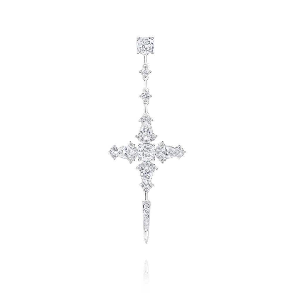 Earring, 18-carat white gold with diamonds