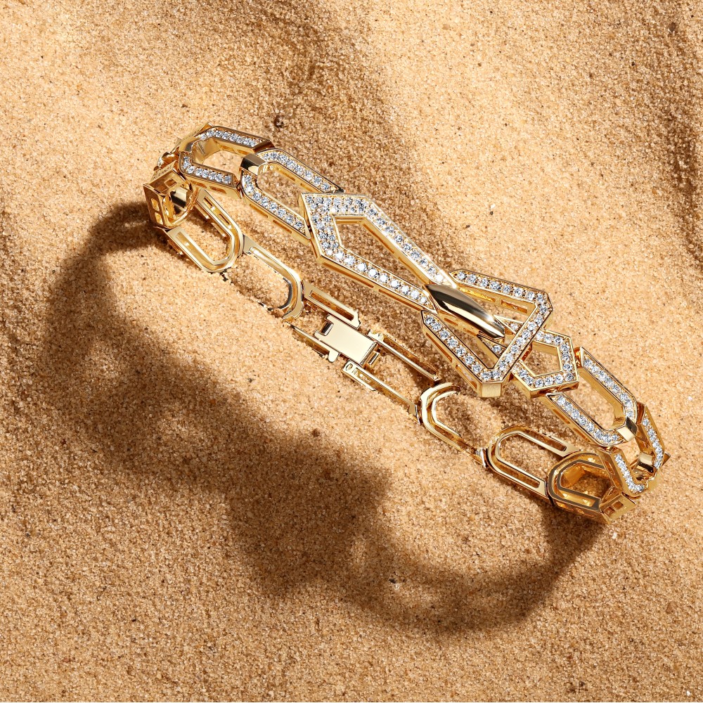 Bracelet, 18-carat yellow gold with diamonds