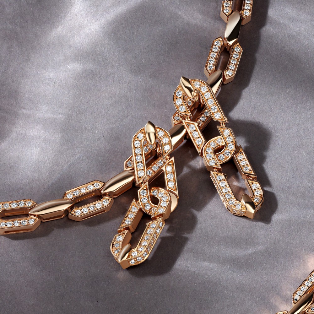 Earrings, 18-carat rose gold with diamonds
