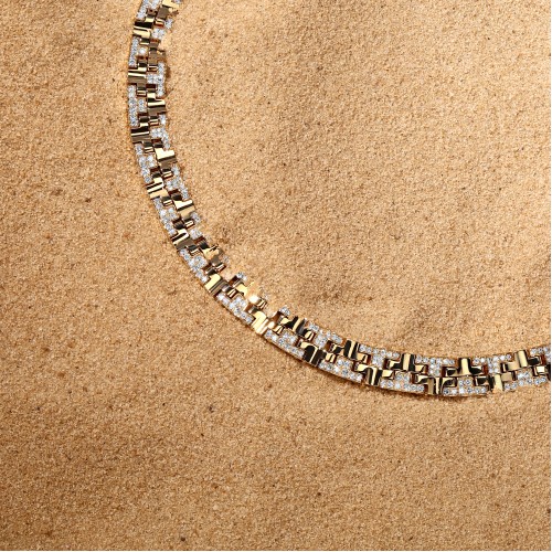 Necklace, 18-carat yellow gold with diamonds