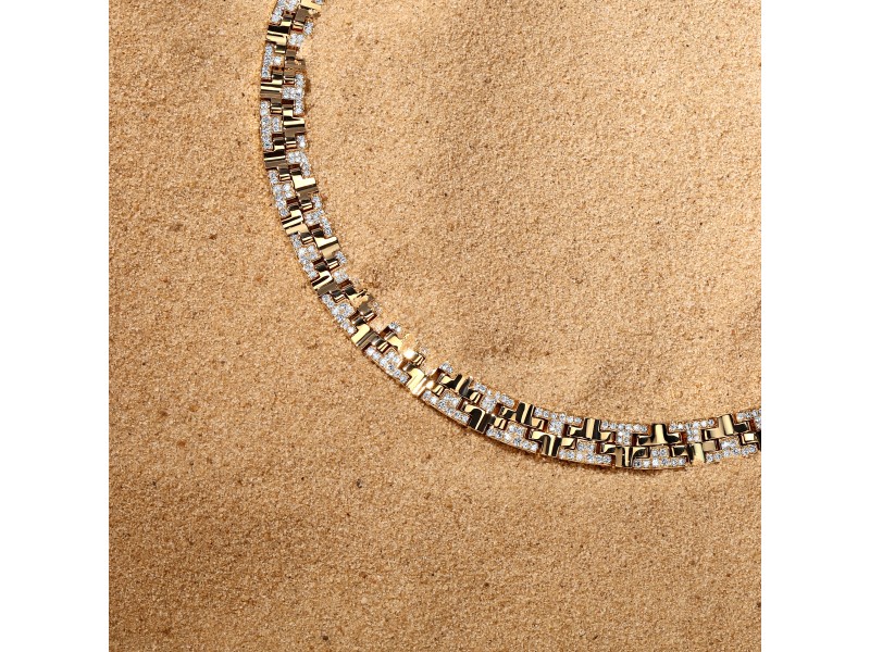 Necklace, 18-carat yellow gold with diamonds