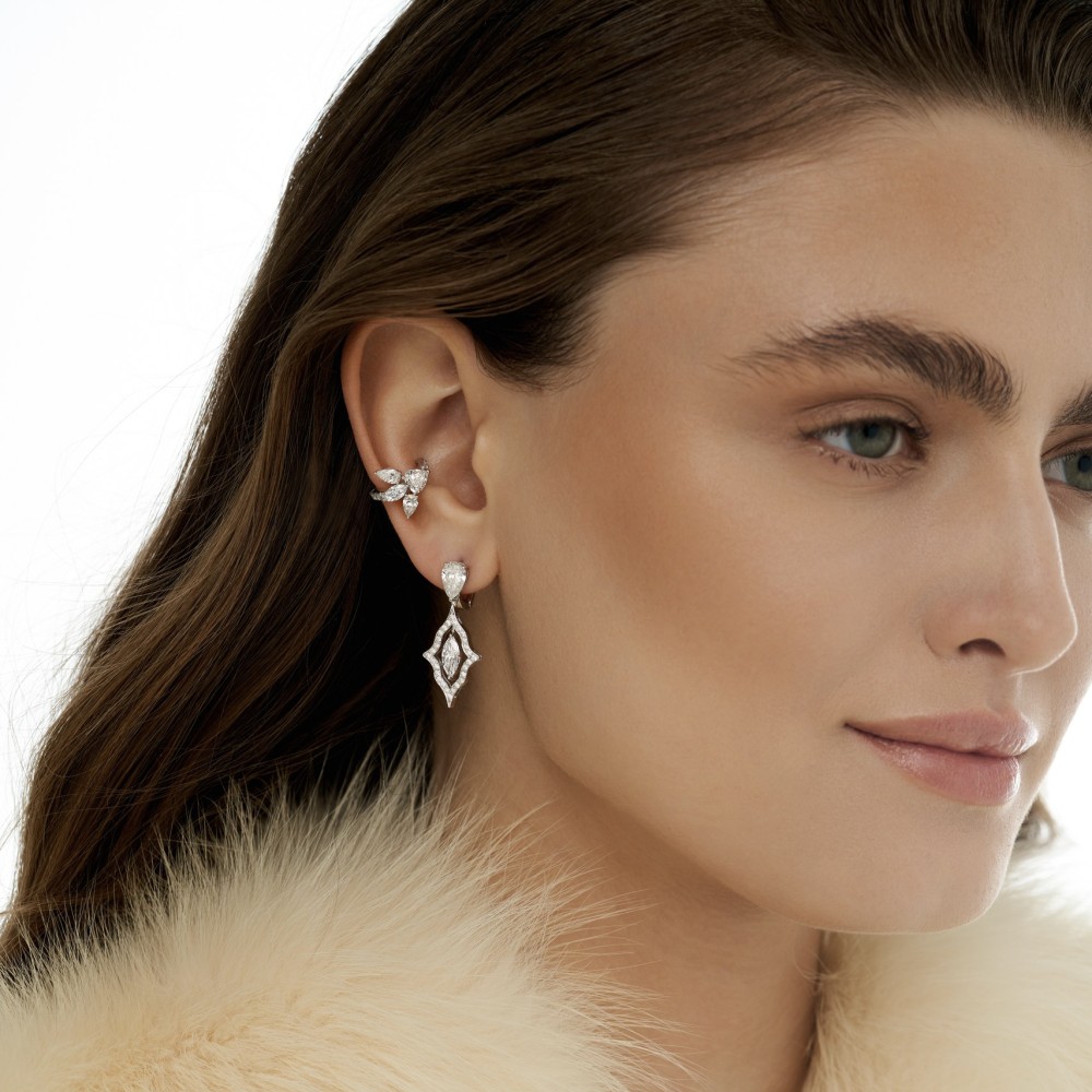 Earring Kaff, 18-carat white gold with diamonds