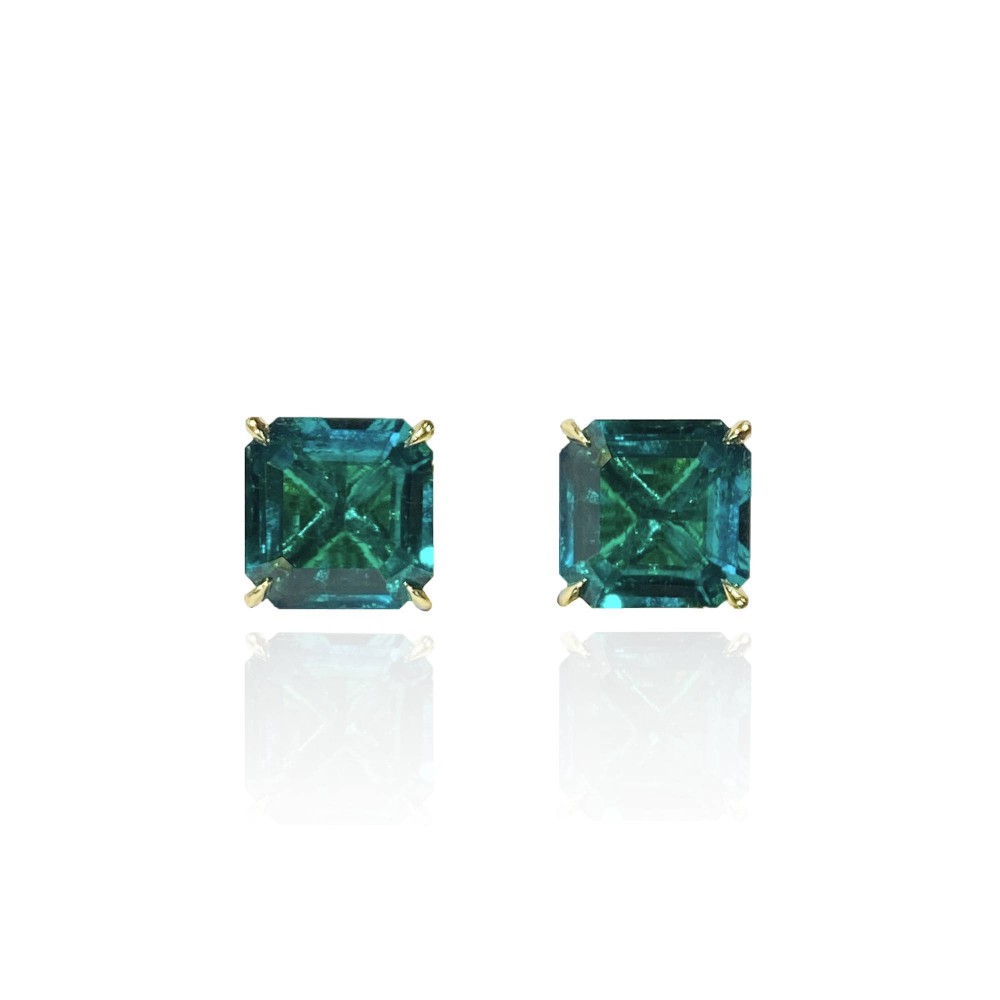 Earrings, 18-carat white gold with emeralds