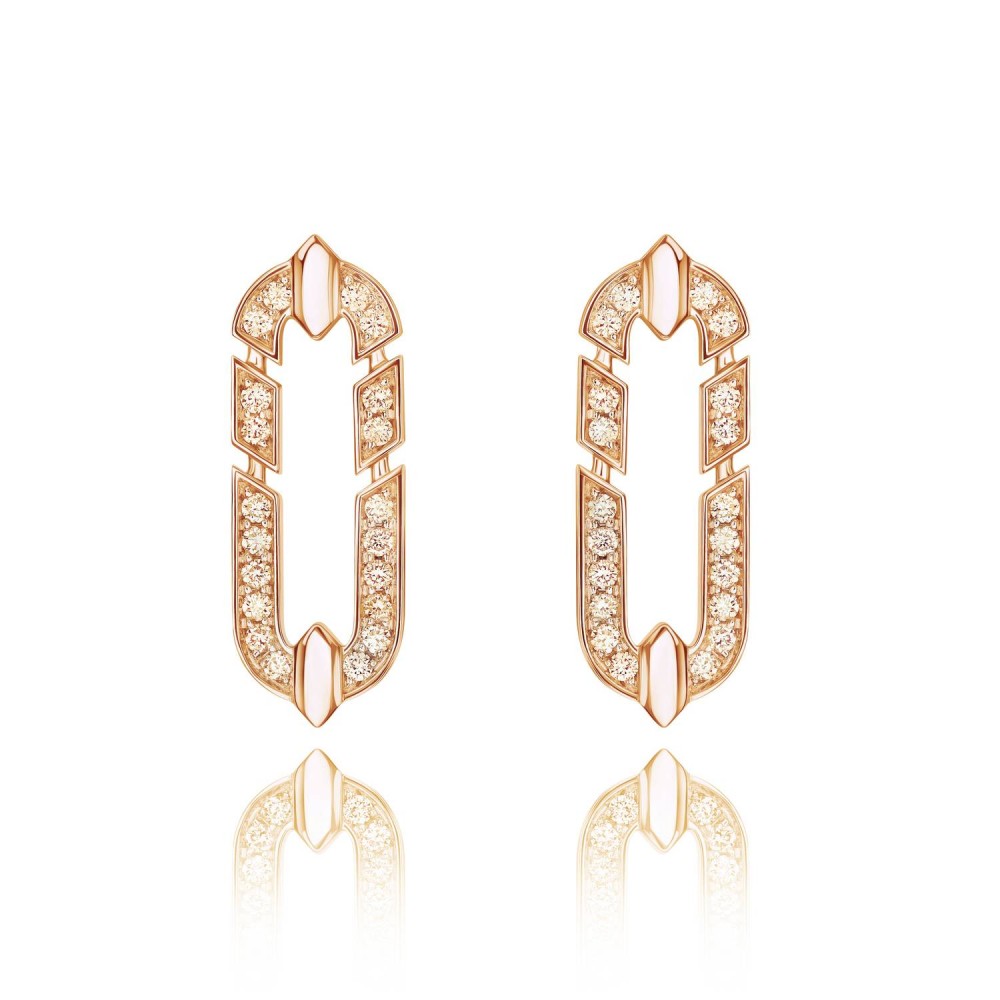 Earrings, 18-carat rose gold with diamonds