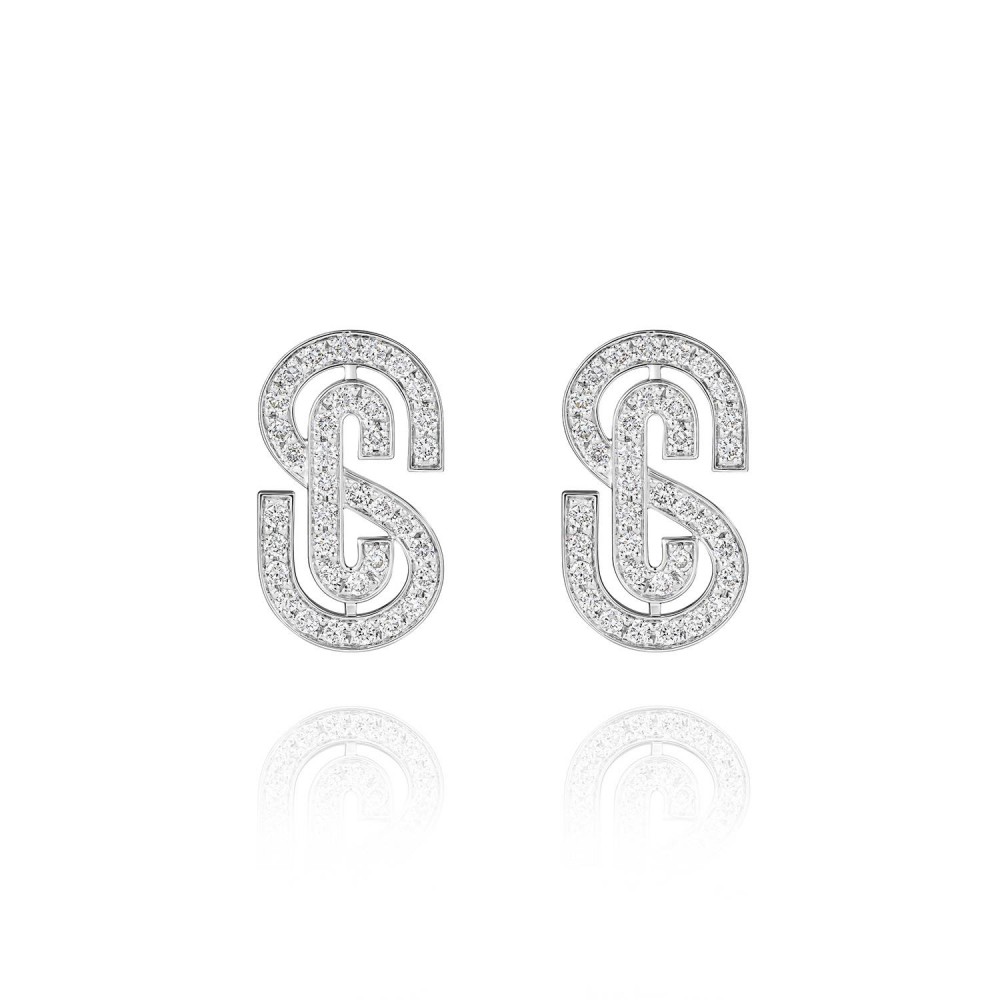 Earrings, 18-carat white gold with diamonds