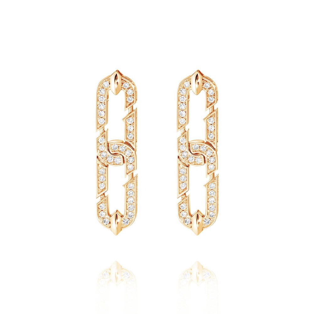 Earrings, 18-carat rose gold with diamonds