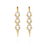 Earrings, 18-carat yellow gold with diamonds