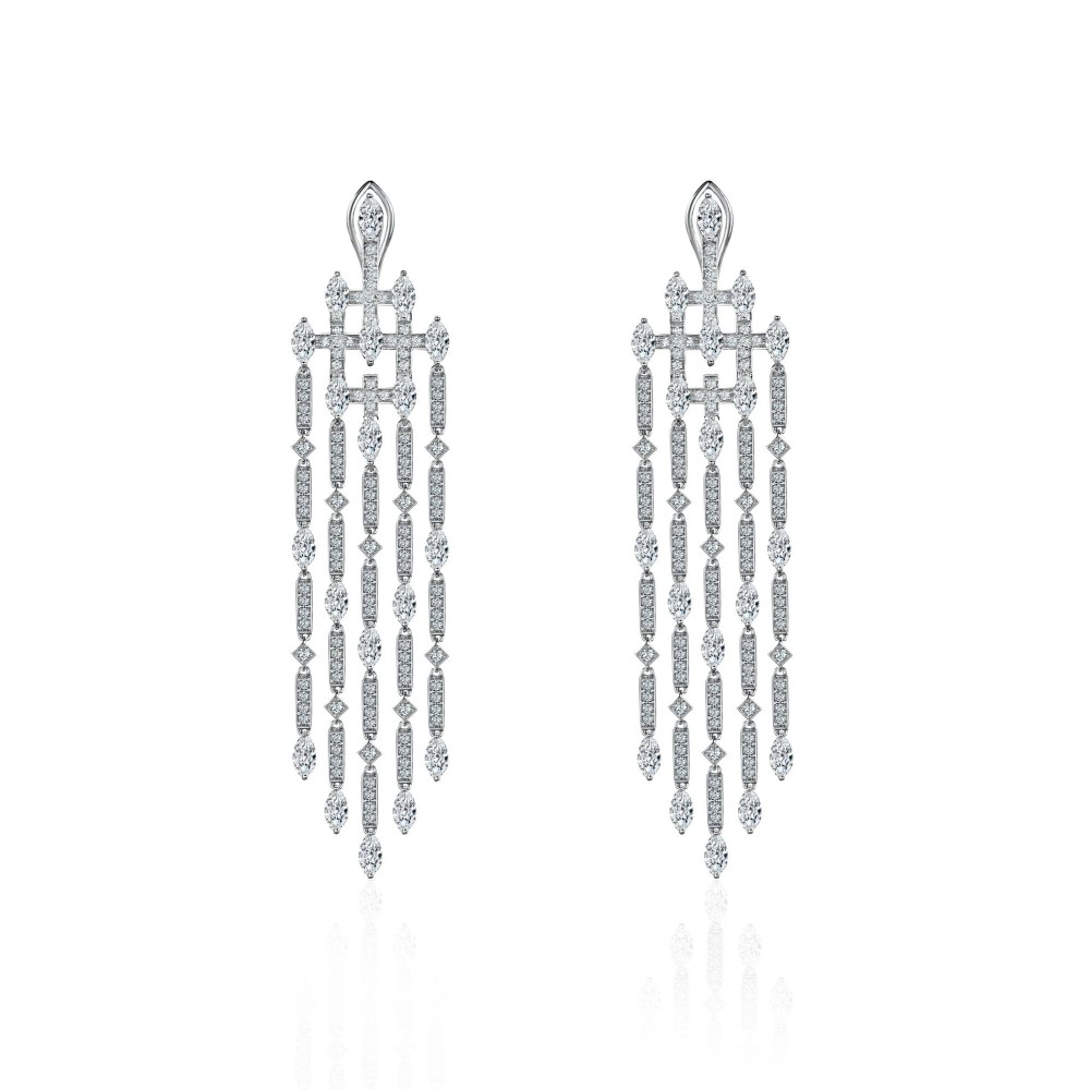 Earring, 18-carat white gold with diamonds