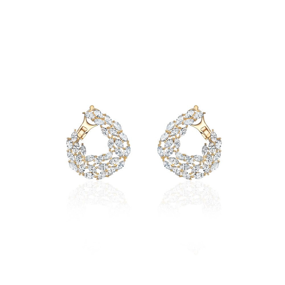 Earring, 18-carat yellow gold with diamonds