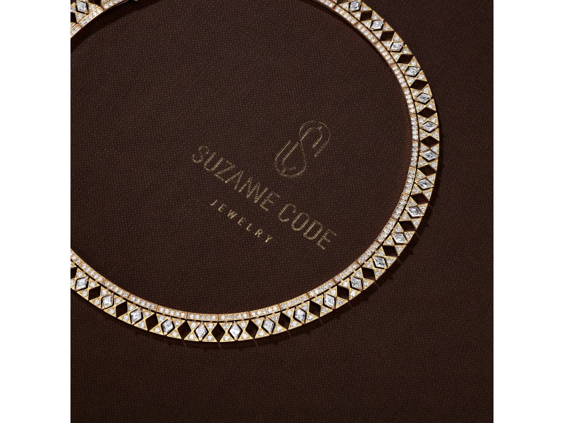 Necklace, 18-carat yellow gold with diamonds