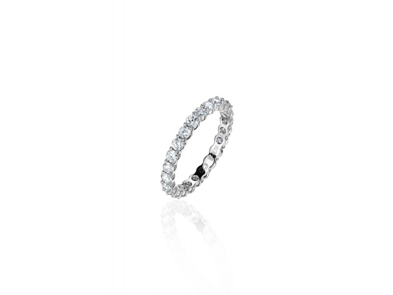Обручальное кольцо, Белое золото 750 пробы с бриллиантами
